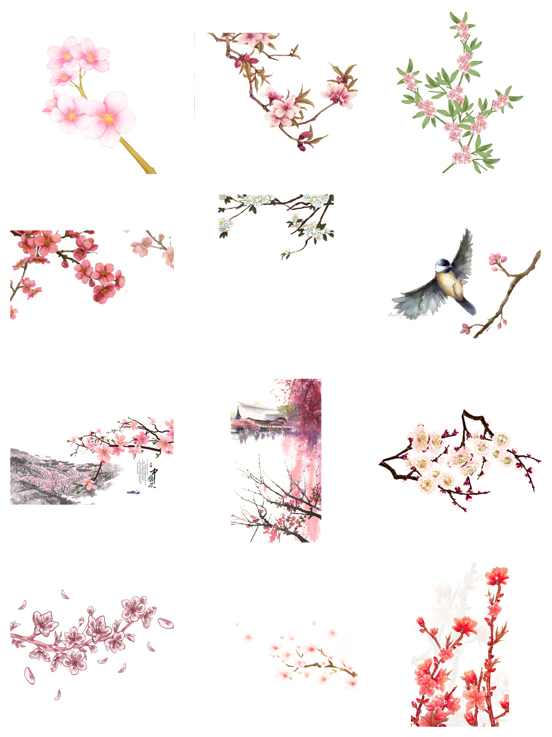 素材分享丨古风唯美桃花花瓣png免扣素材
