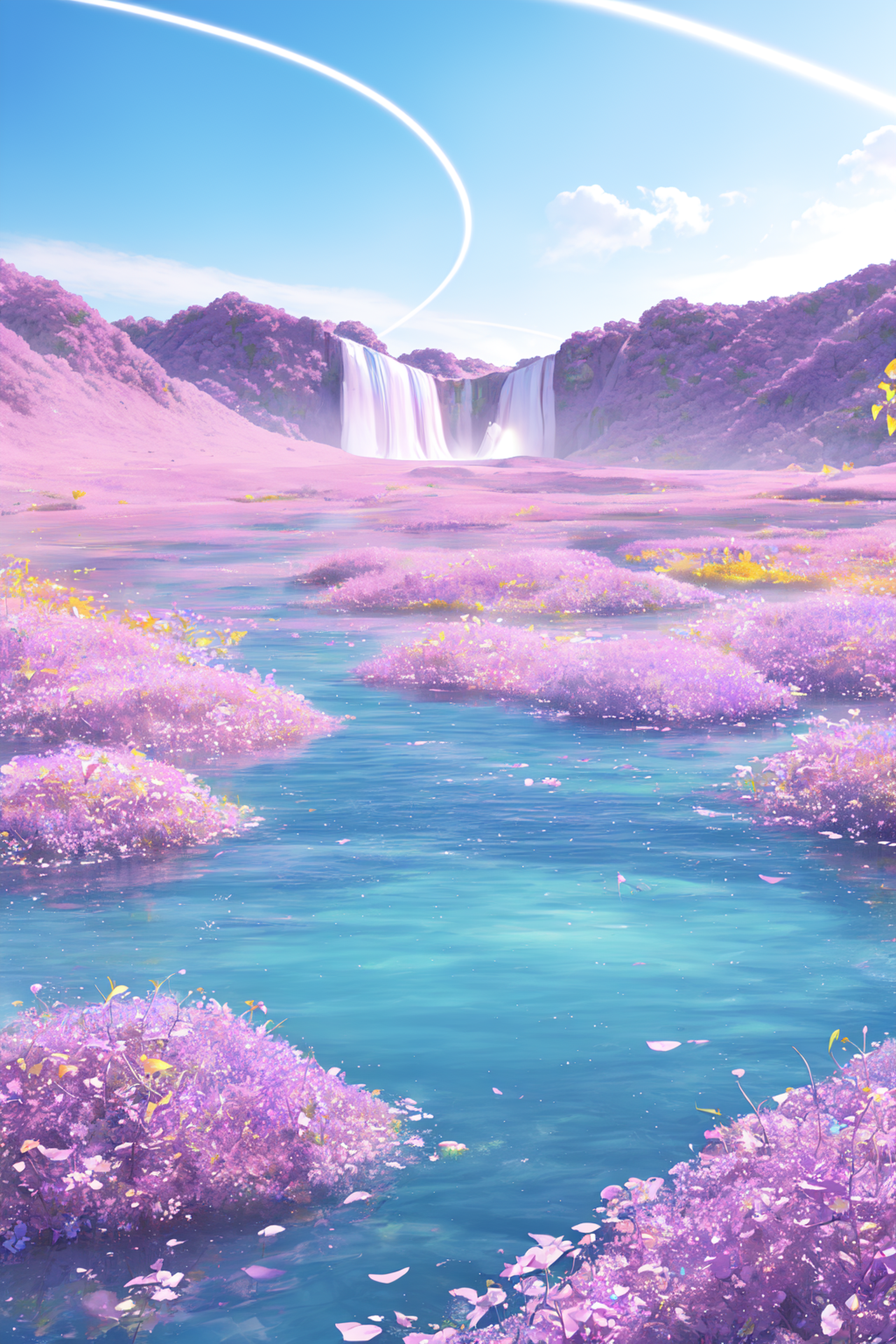 《梦幻之境:粉色瀑布的神秘魅力》