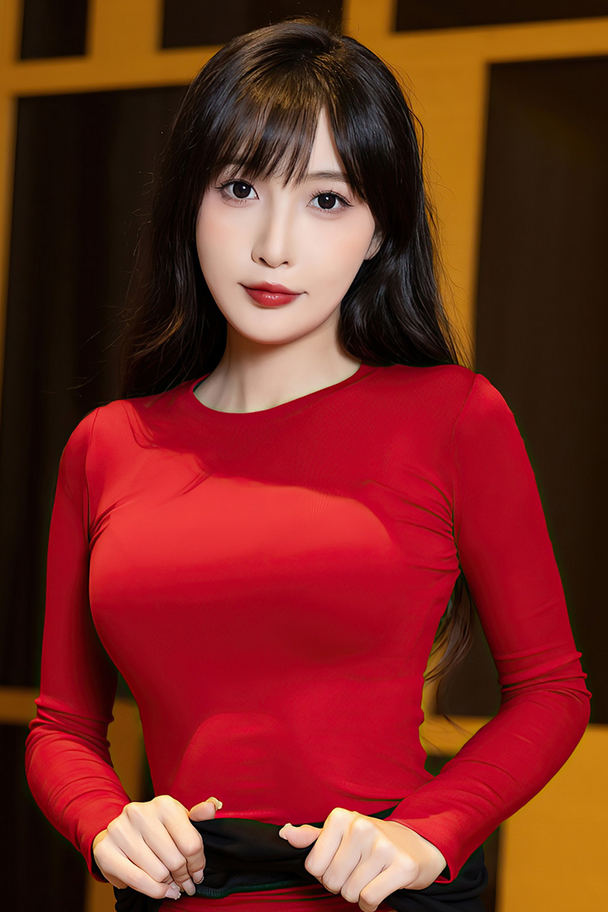 美女穿上一件红色的衣服时,整个人的气质和精神都变得更加出色了.