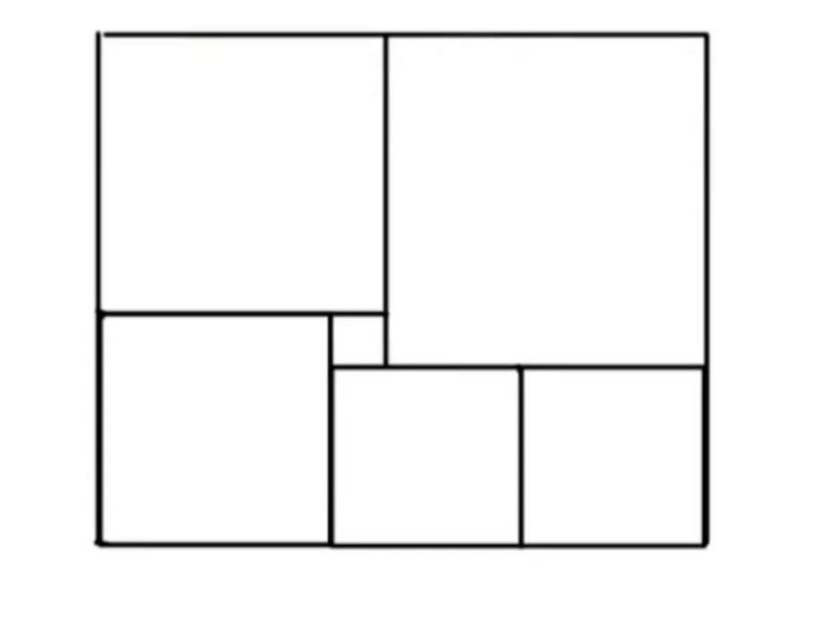 所示,由六个正方形组成的长方形,其中最小正方形边长为1,求长方形面积