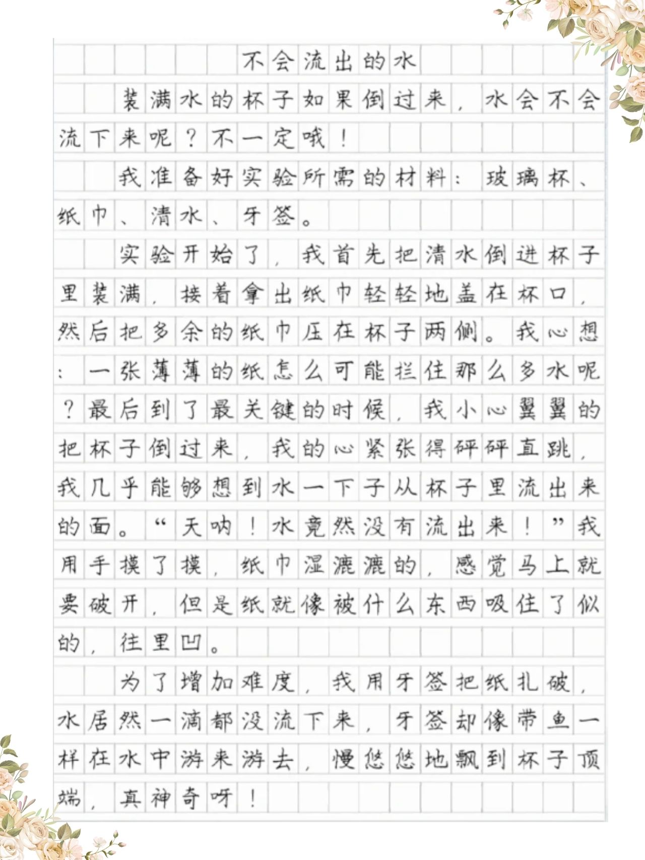 三年级小实验作文300字