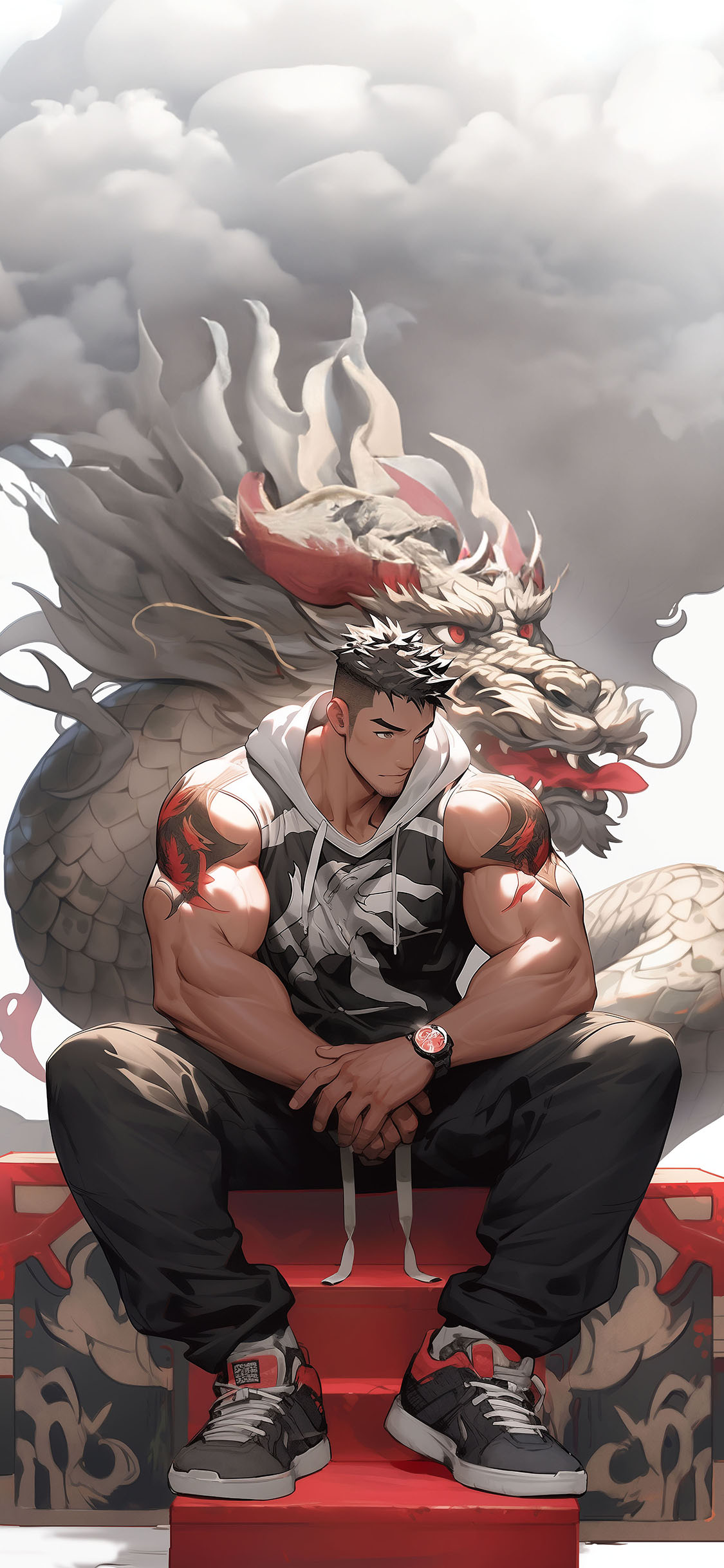 分享四张原创动漫肌肉男子手机壁纸!请查收!