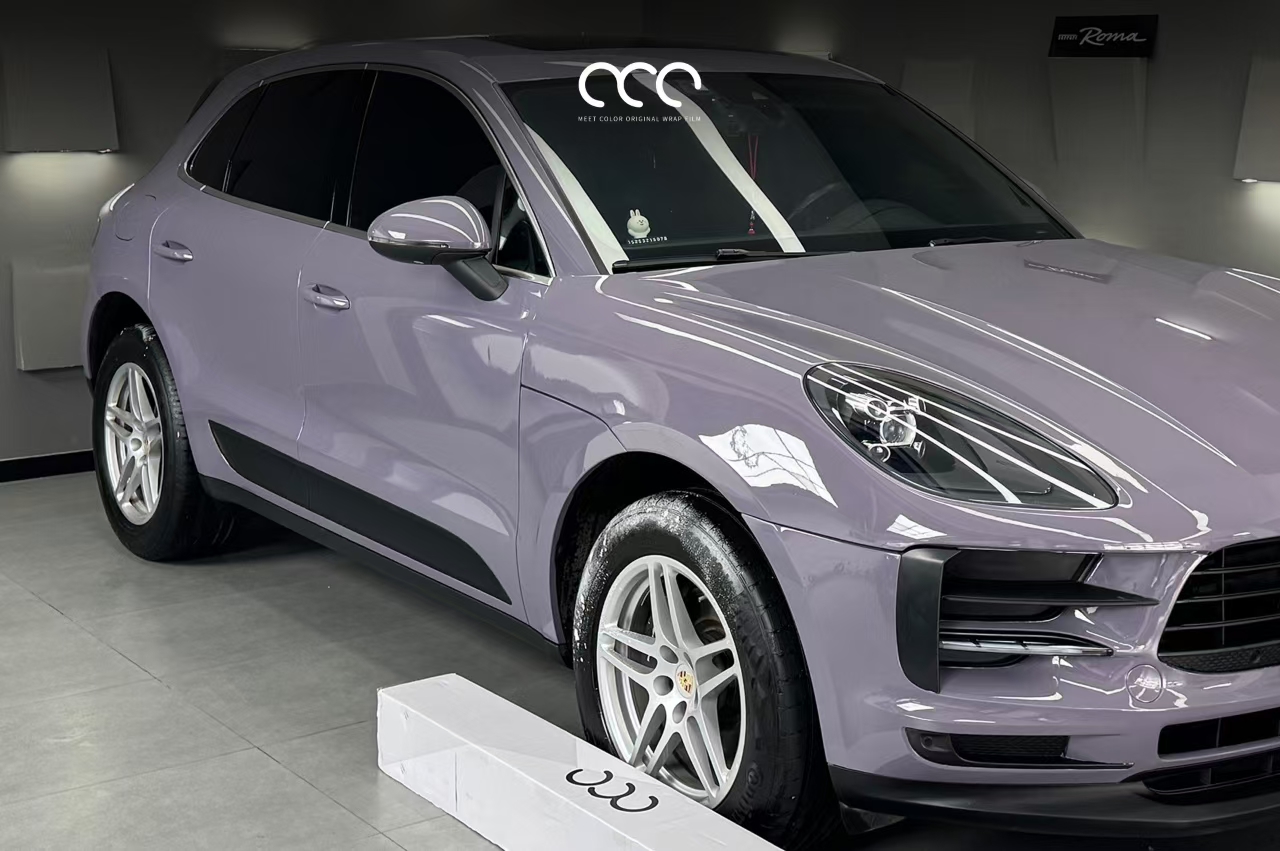 保时捷macan漫彩改色膜普罗旺斯紫,紫袍加身