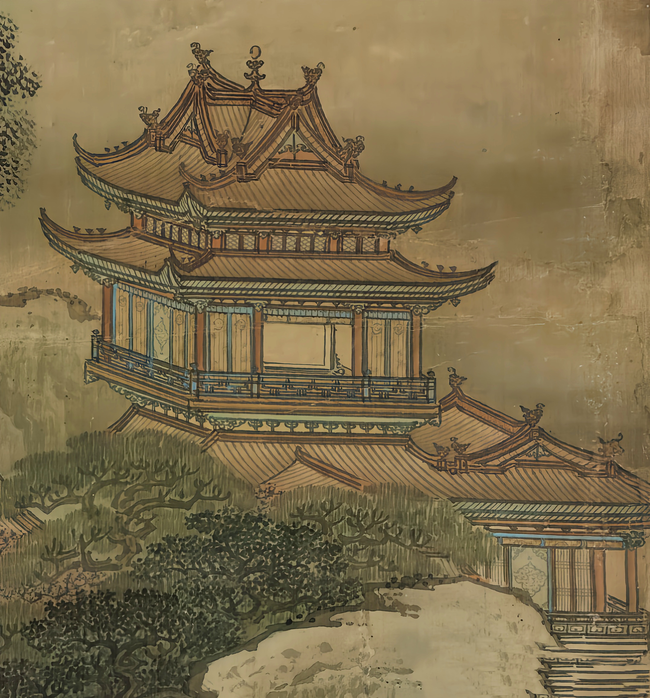 清朝画家 袁耀 《蓬莱仙境图》局部欣赏#动态连更挑战