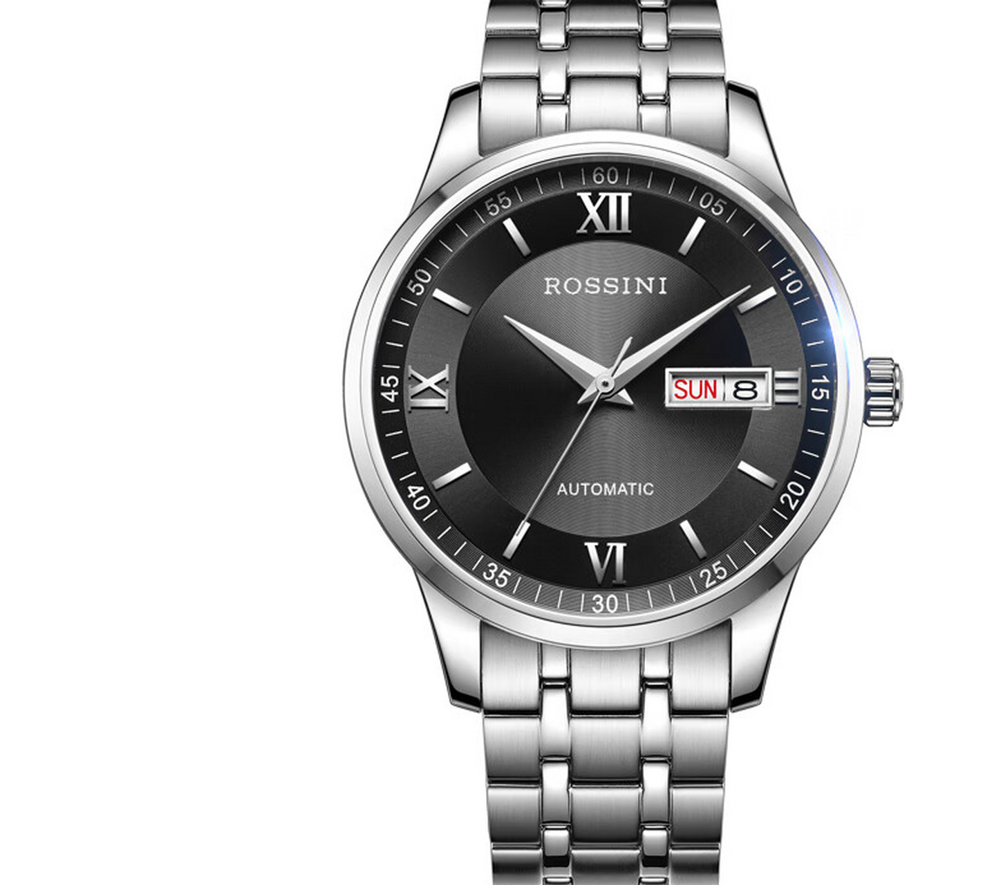 大家介绍的是一款罗西尼(rossini)手表,这款手表是一款男士自动机械表