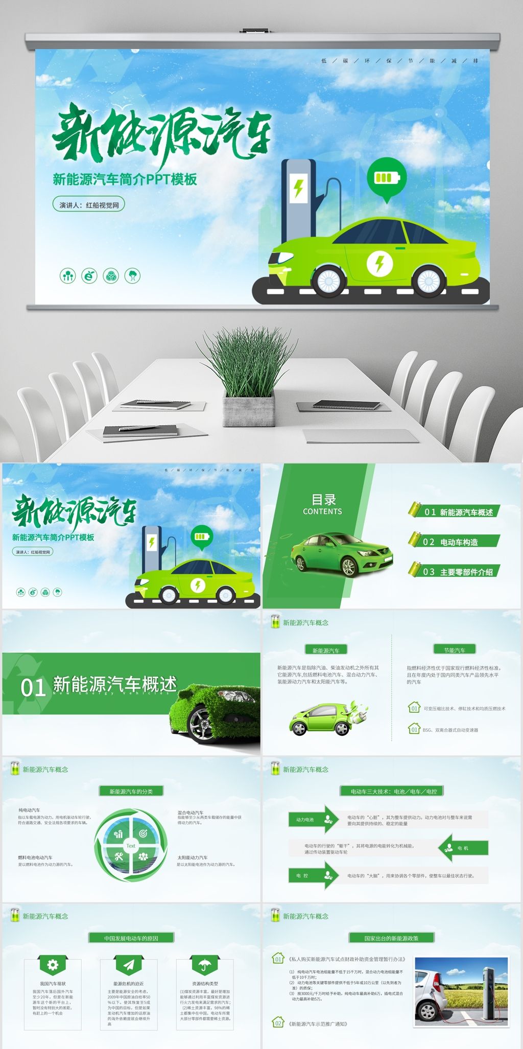 2024关于新能源汽车简介ppt模板分享