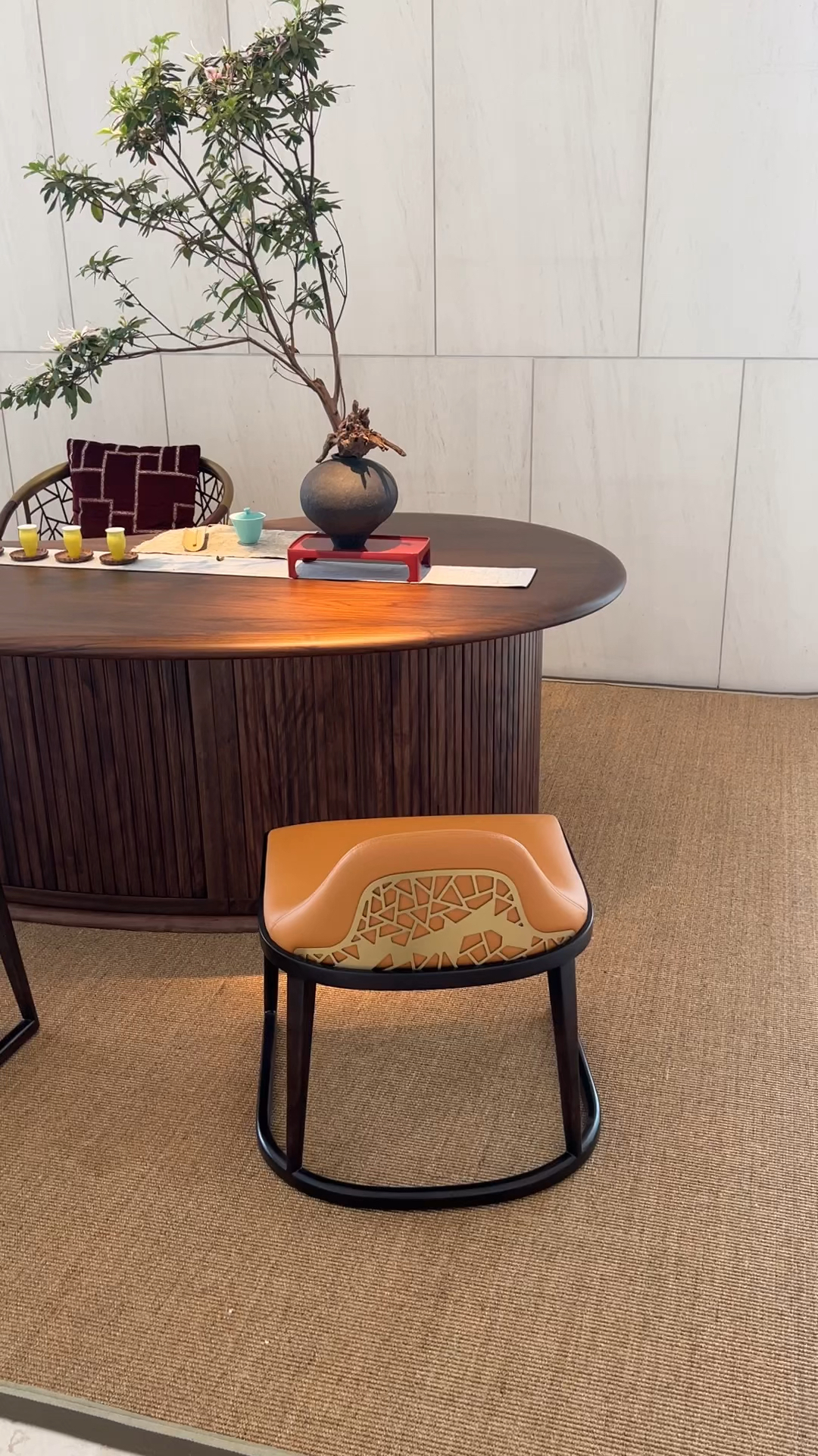 半圆形实木茶桌,新中式茶室干泡茶台.#弧形茶桌 #茶桌怎么选