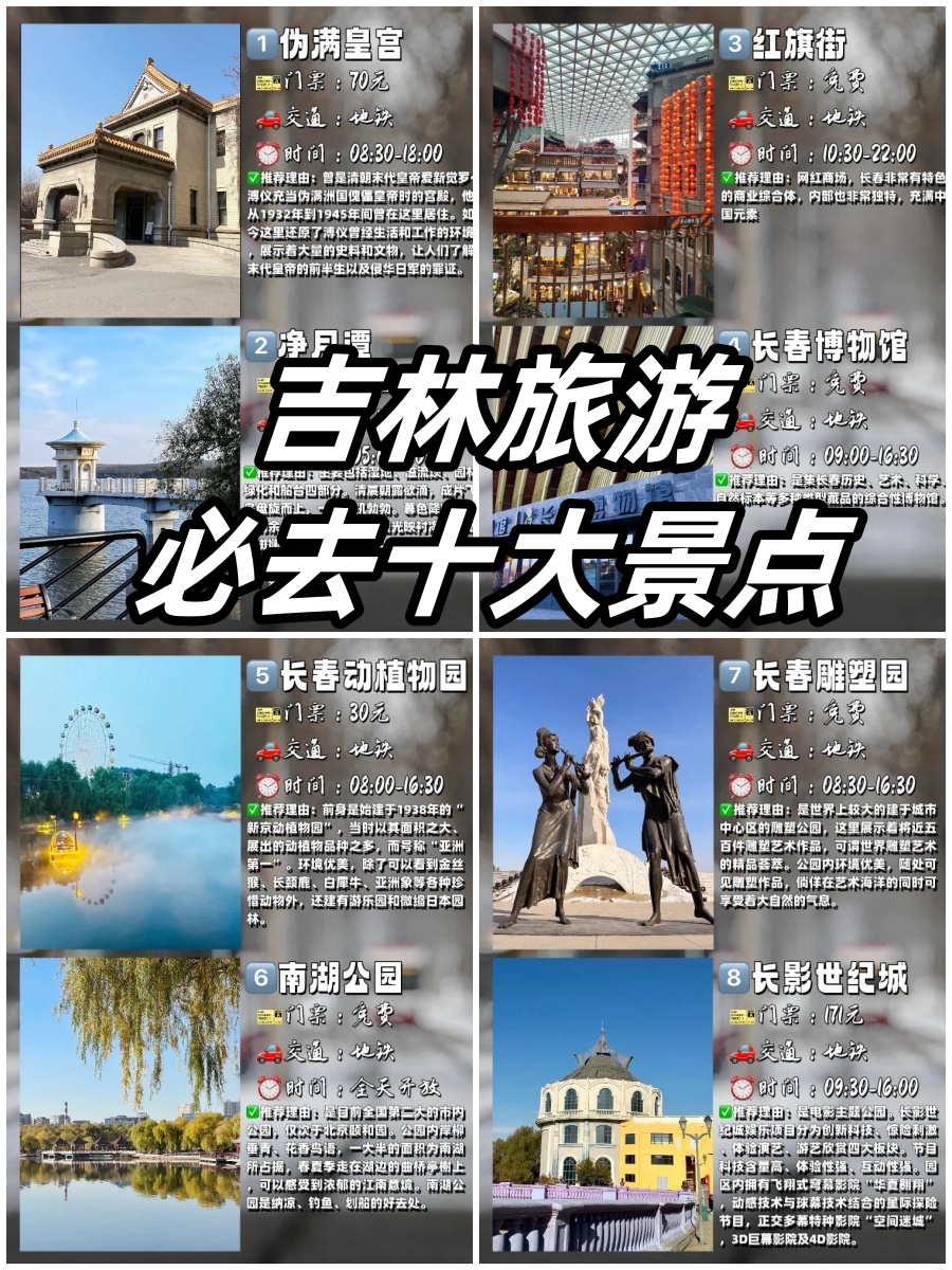 长春十大旅游景点排名图片