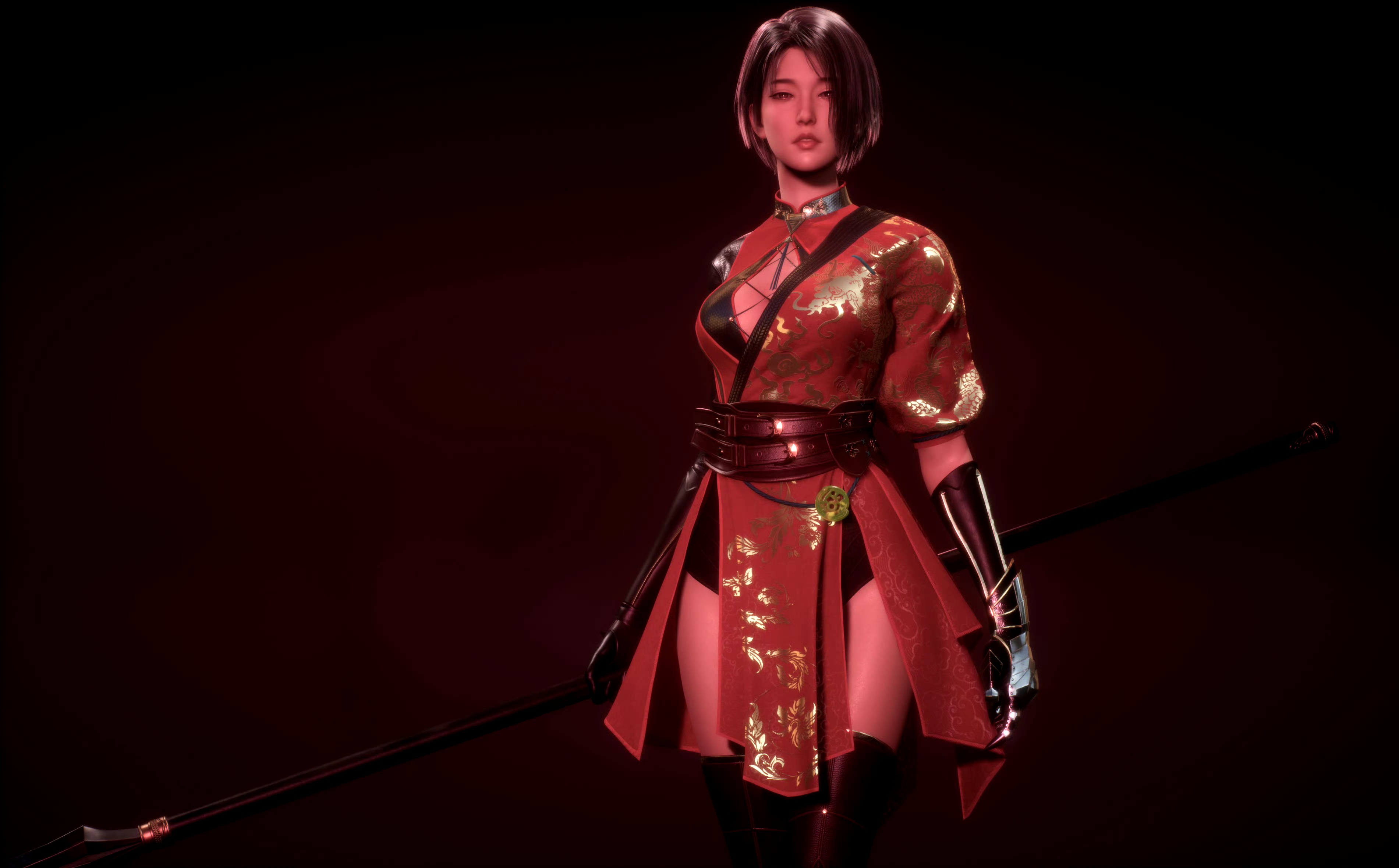 建模欣赏:女刺客,展现了造型华丽而富有神秘色彩的人物形象,建模师lin