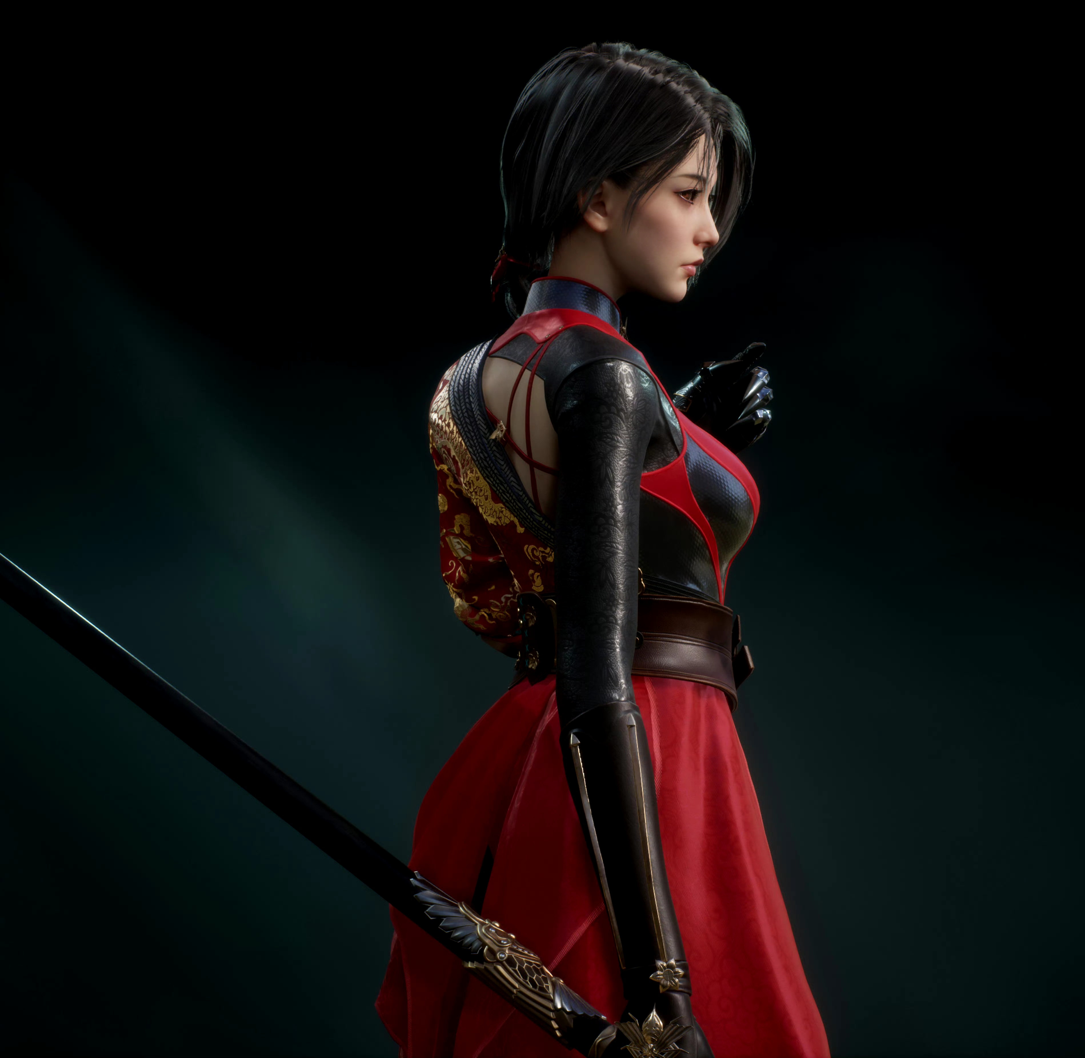 建模欣赏:女刺客,展现了造型华丽而富有神秘色彩的人物形象,建模师lin