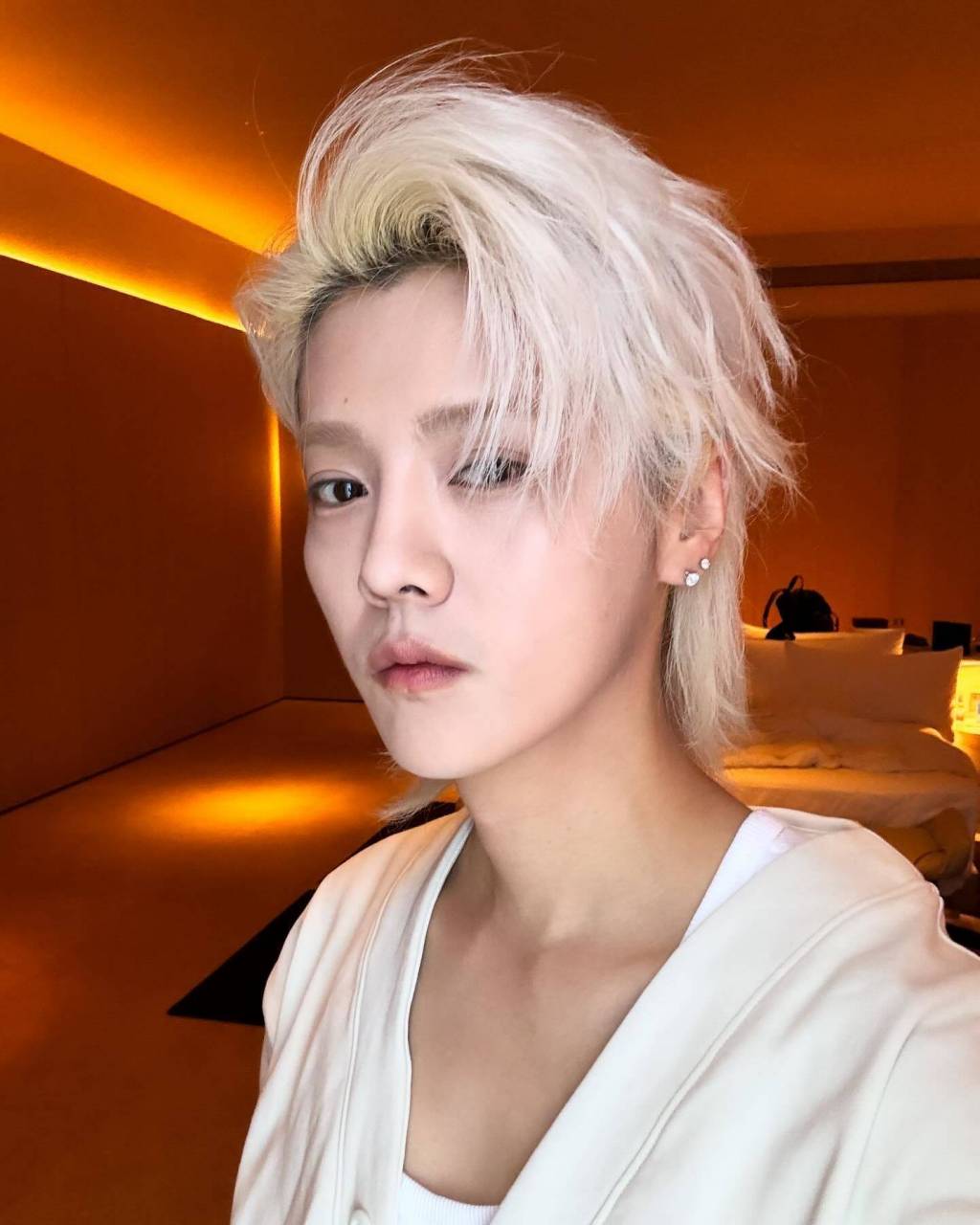 鹿晗社交媒体更新;好帅的银发[亲吻] 银色短发封神!