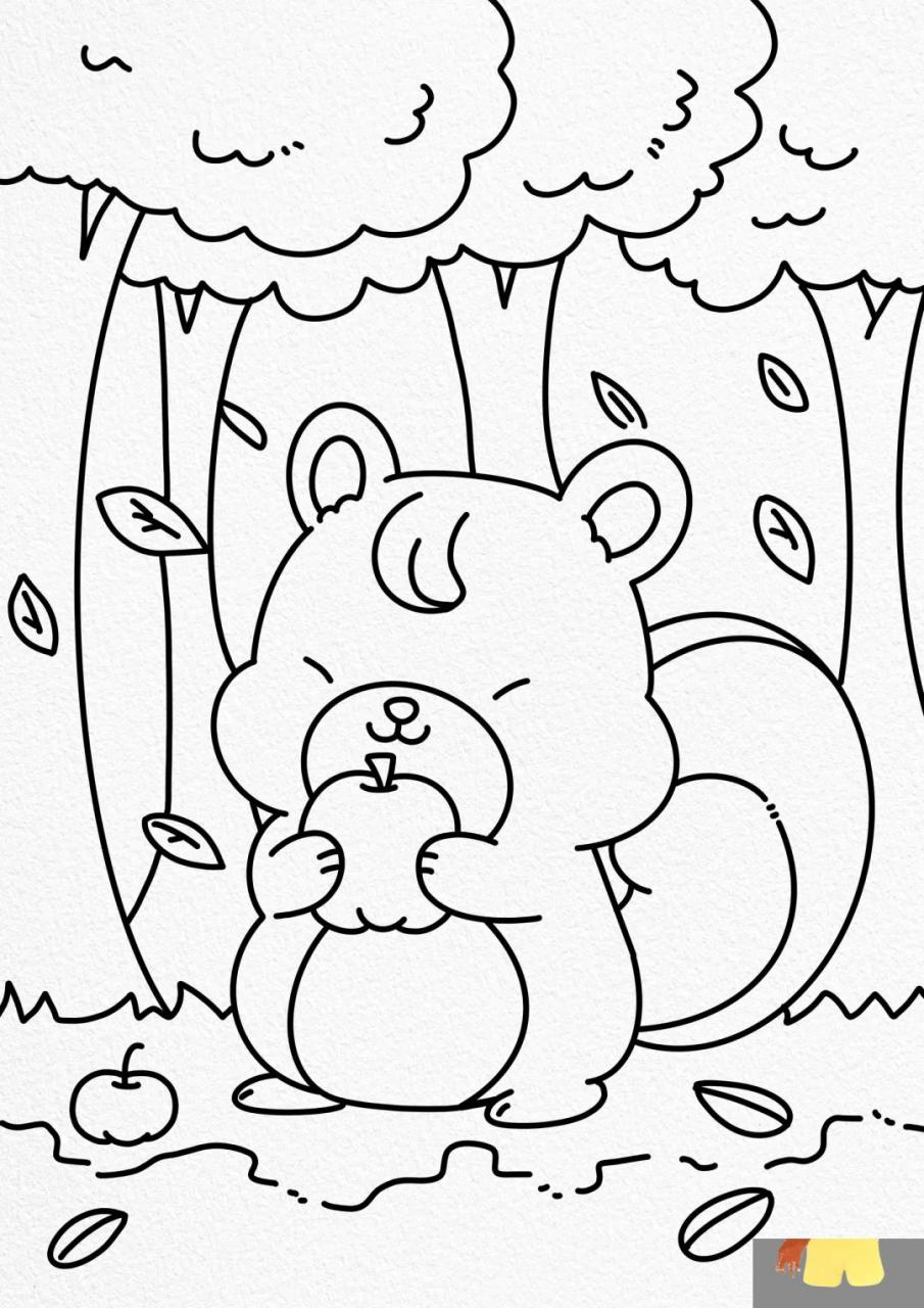 儿童画小松鼠 有点卡通的小松鼠 适合小朋友过度动漫期间绘画 临摹