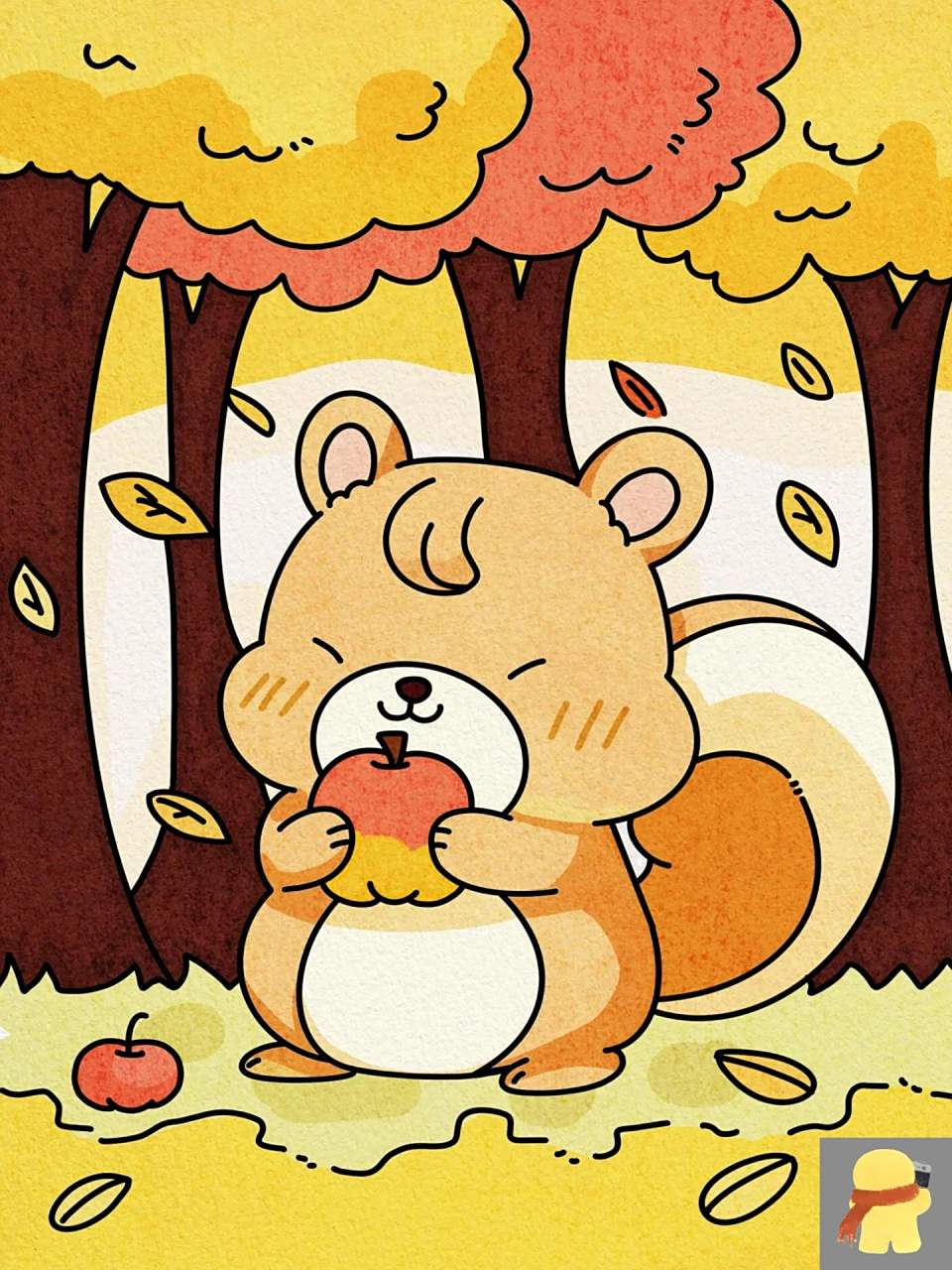 儿童画小松鼠 有点卡通的小松鼠 适合小朋友过度动漫期间绘画 临摹