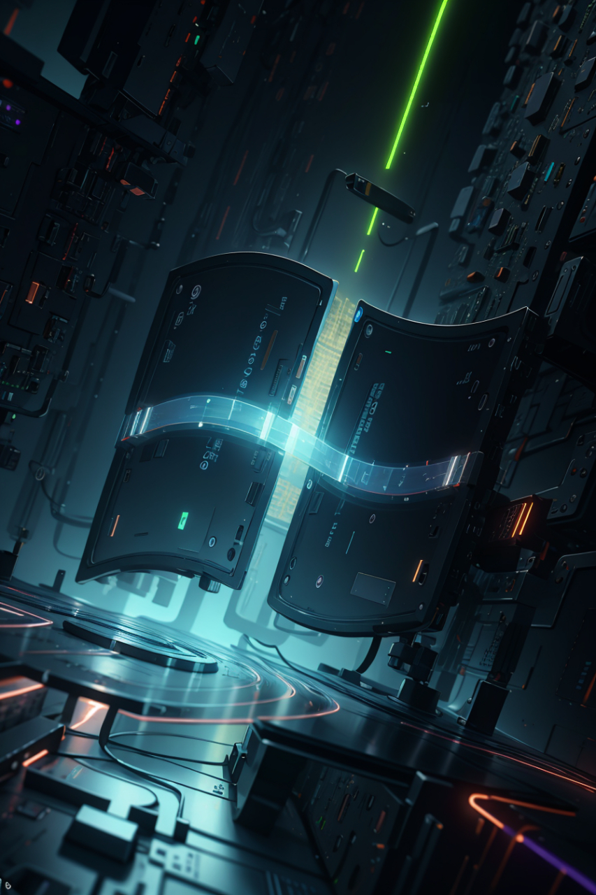 用微软的logo做了一组科技感的海报,微观世界,芯片,未来,赛博朋克