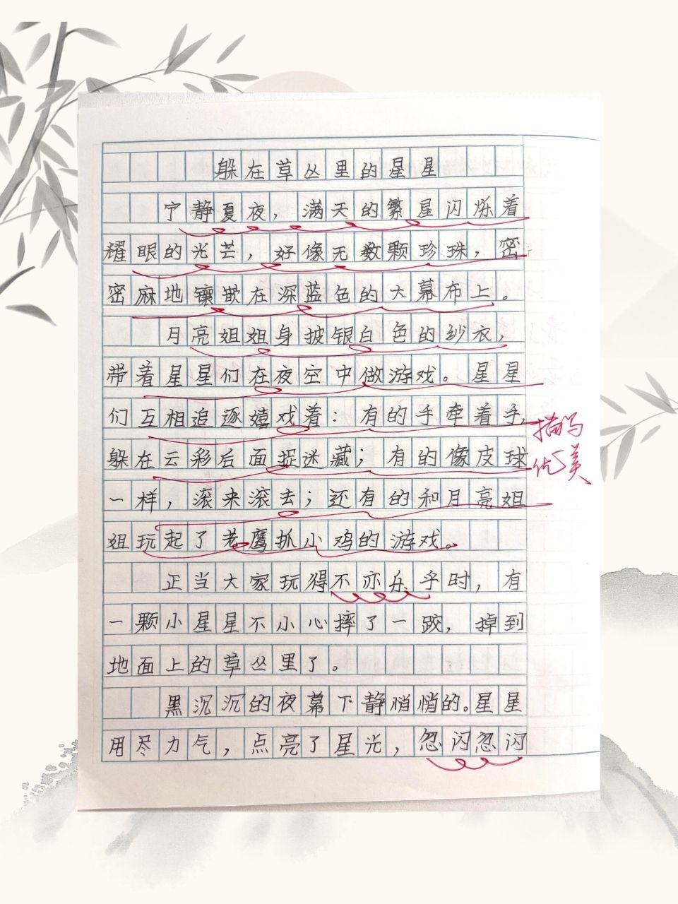 躲在草丛里的星星作文