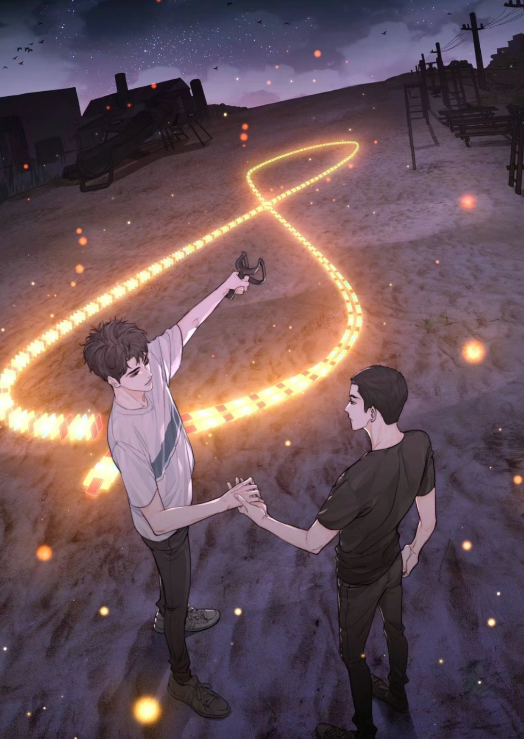 深渊之下,我见少年垫脚摘光,倏然扬手一洒