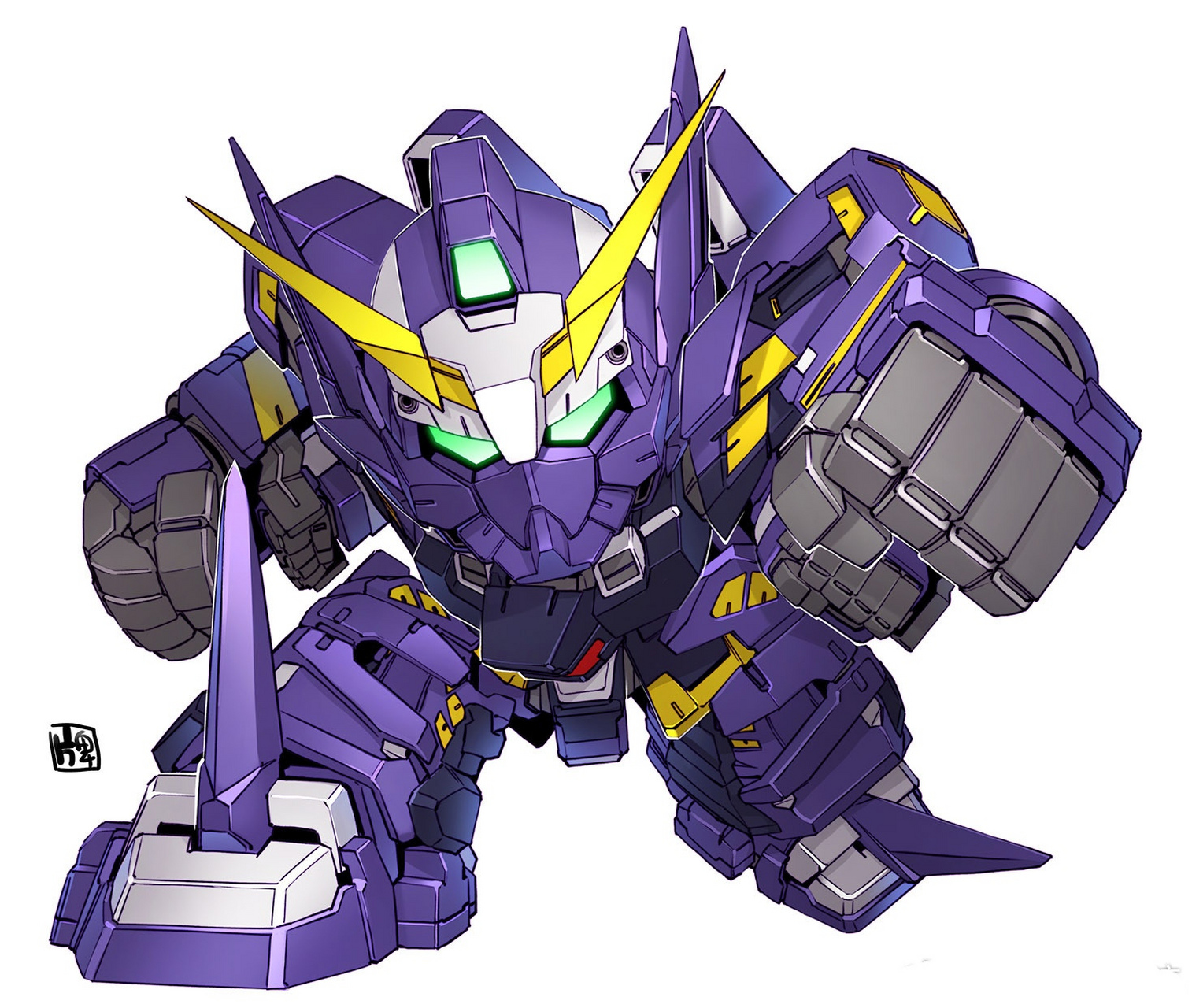 画师nakanohaito绘制的q版机甲插画作品,将高达,超级机器人大战中的