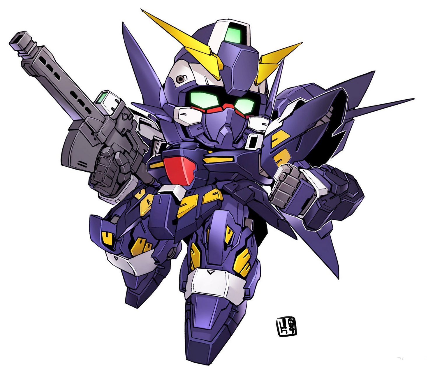 画师nakanohaito绘制的q版机甲插画作品,将高达,超级机器人大战中的