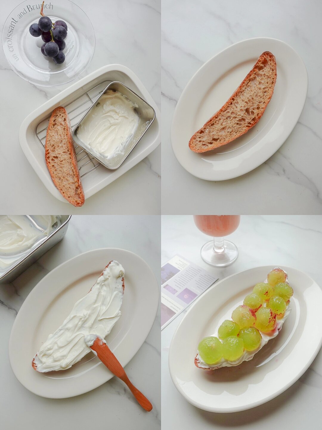 乡村面包 希腊酸奶 夏黑葡萄 西柚养乐多 晶莹剔透的葡萄太可爱怂
