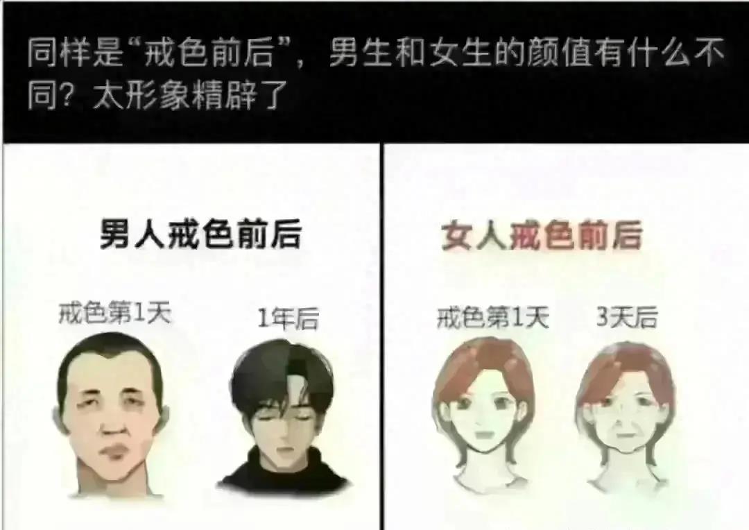 同样是"戒色前后",男生和女生的颜值有什么不同?太形象精辟了