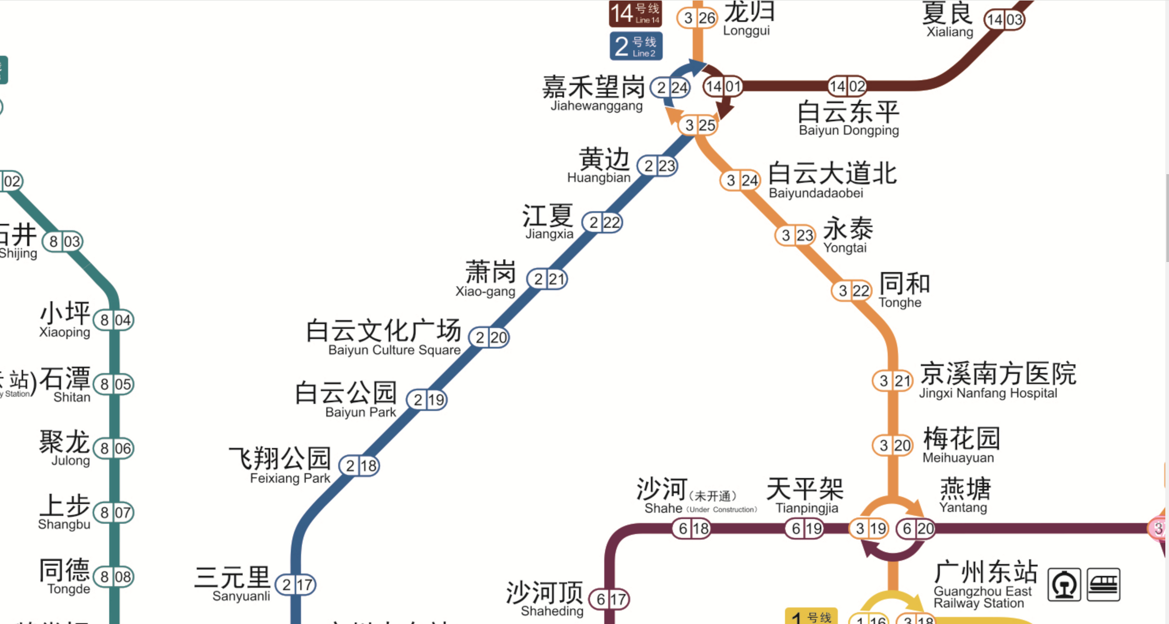 嘉禾望岗2号线线路图图片