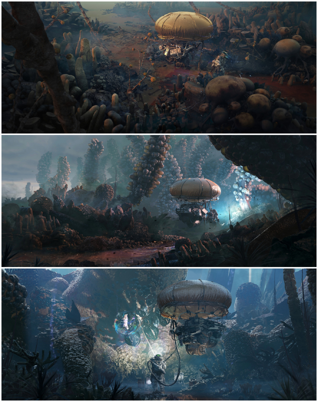 bouwmeester科幻场景绘画作品欣赏,用出色的光影渲染出人类探索异世界