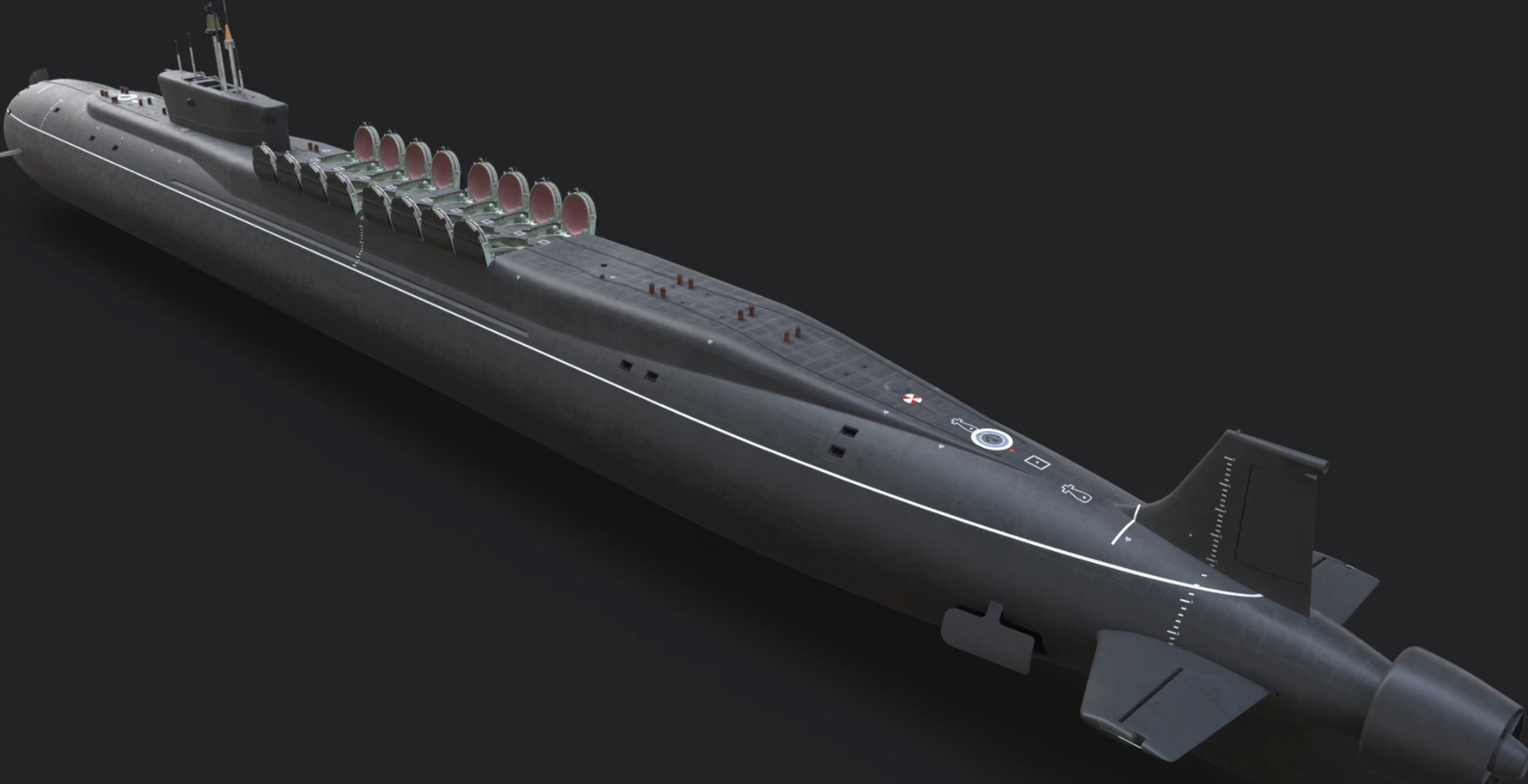 俄罗斯 北风之神级 第四代 排水量1.8万吨 16枚弹道导弹 2.