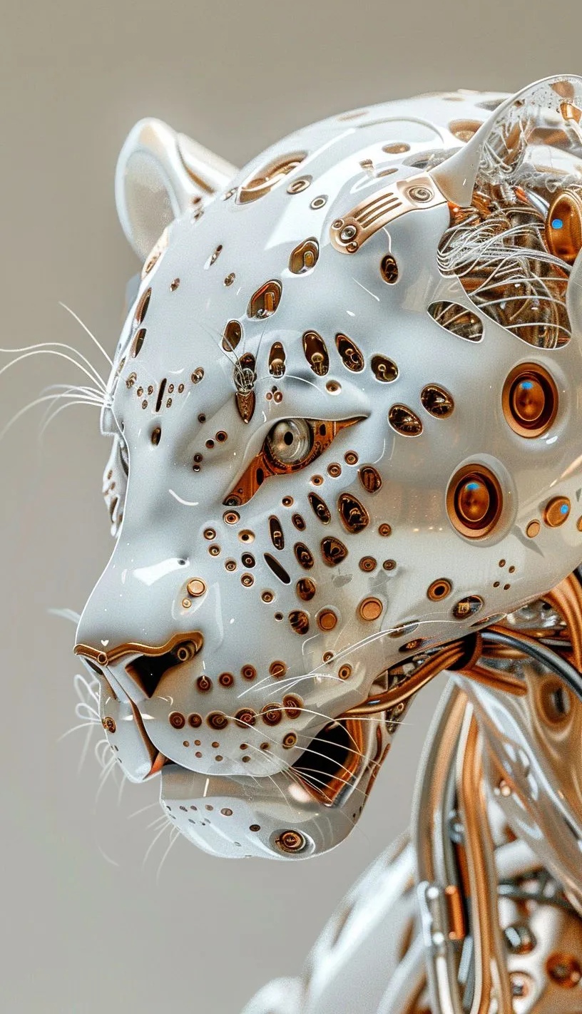 分享一组机械动物插画作品,动物外露的金属质感与细节,展现了机械设计