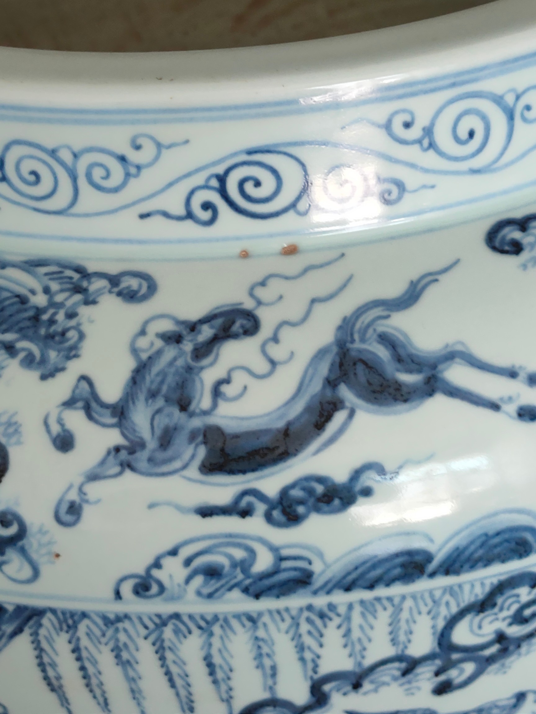 全美品元代顶级青花瓷人物缸,器型周正