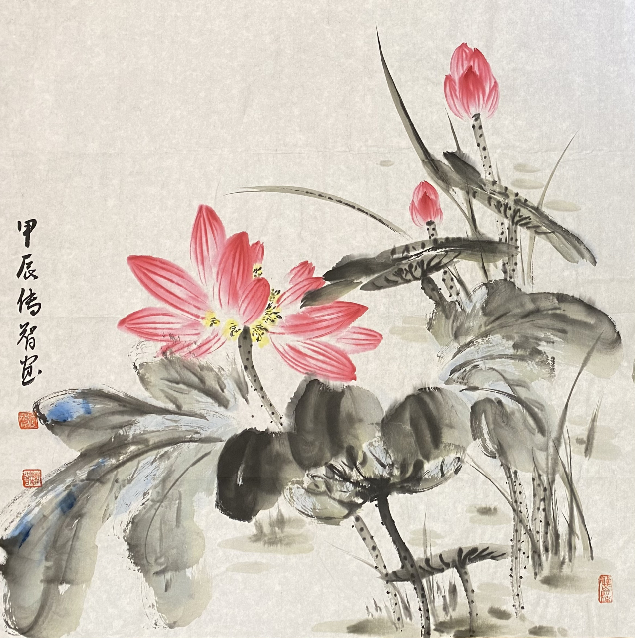 荷韵无垢 释传智法师国画荷花作品 #见微禅苑# #名家书画# #国画