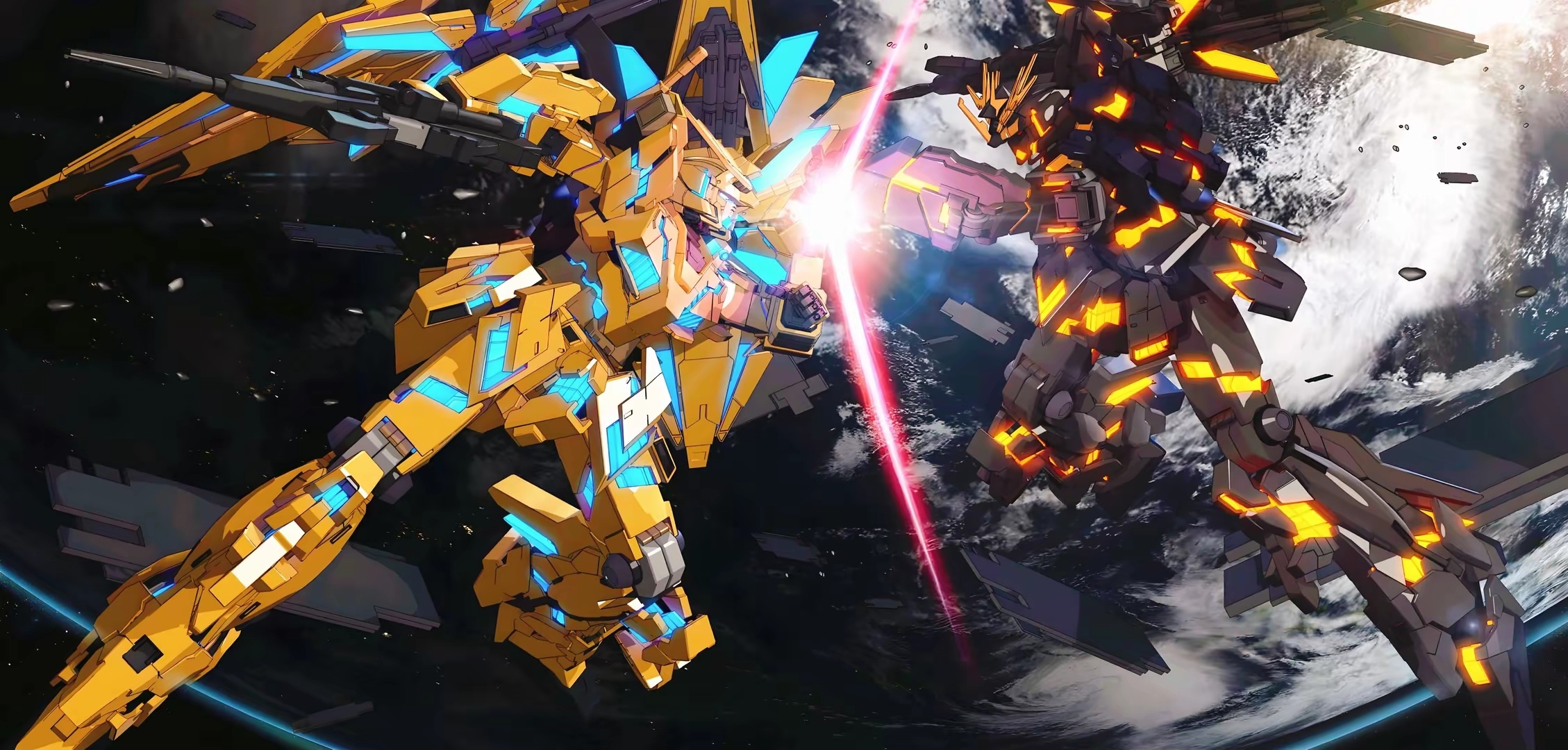 分享一组机动战士高达插画作品,描绘了宇宙世纪不同时期ms作战的场景