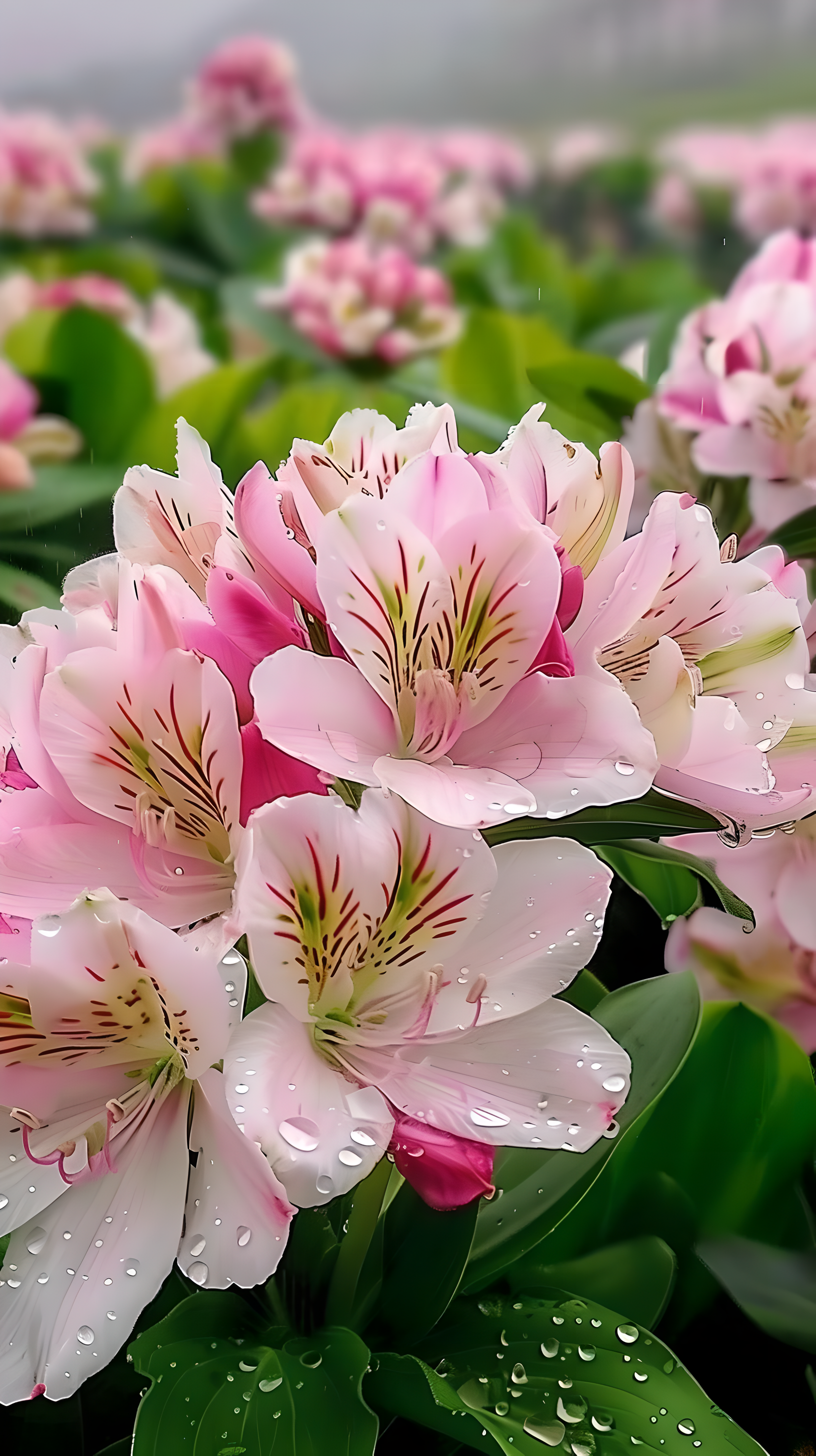 雨后花田最美粉红色秘鲁百合六出花分享给你