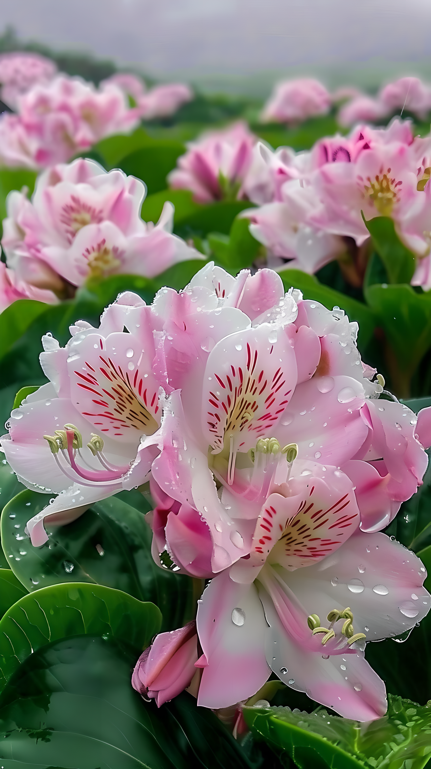雨后花田最美粉红色秘鲁百合六出花分享给你