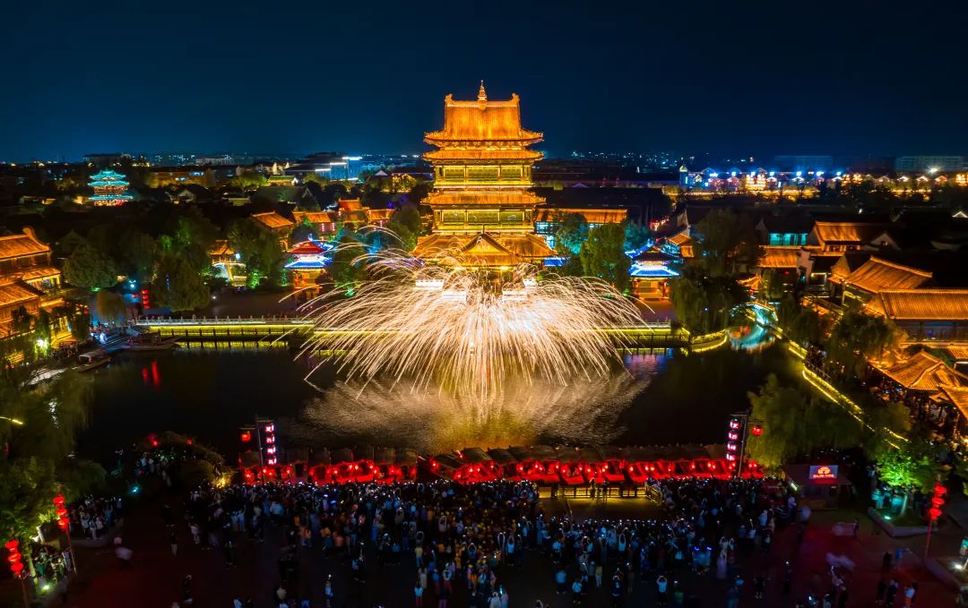 台儿庄夜景景区图片