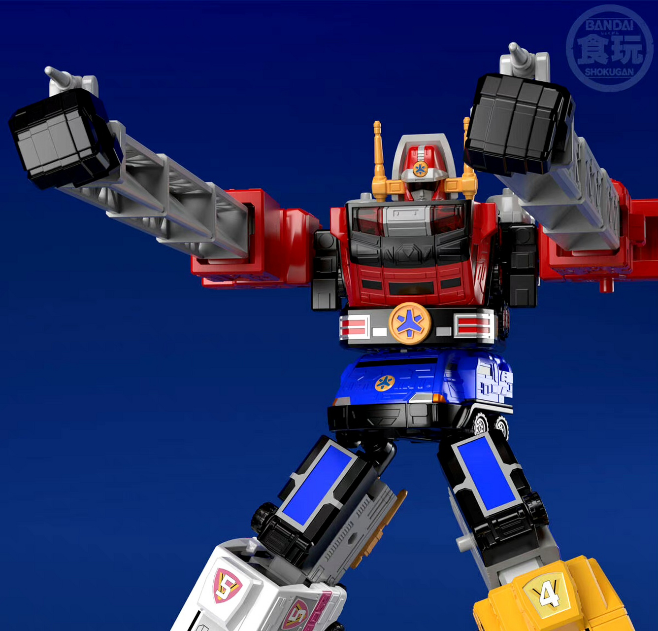 模型欣赏:万代 食玩smp 救急战队gogov 救急胜利机器人,由四台救护车