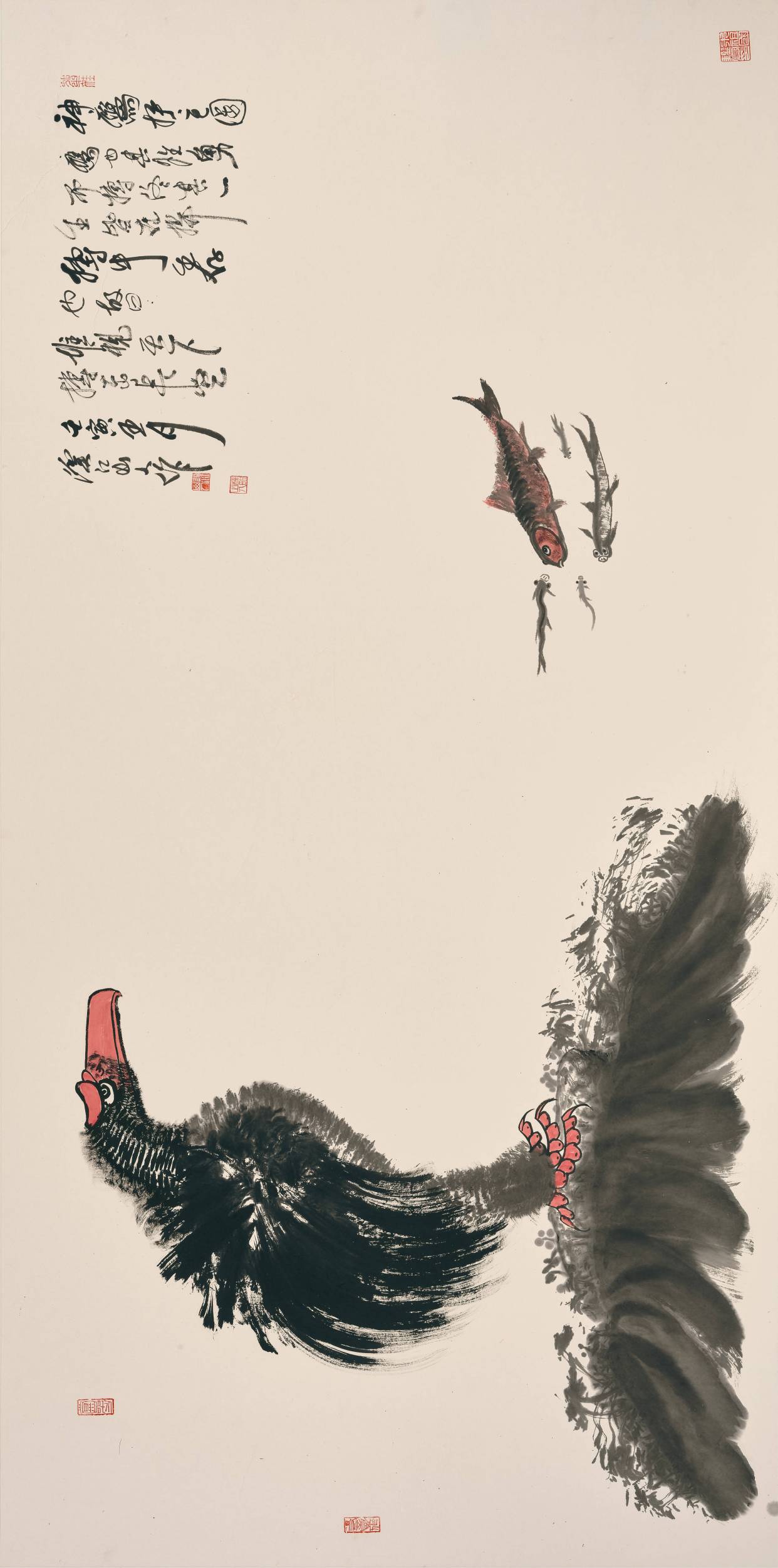 笔墨传神|大师朱祖国笔下的雄鹰笔意纵恣