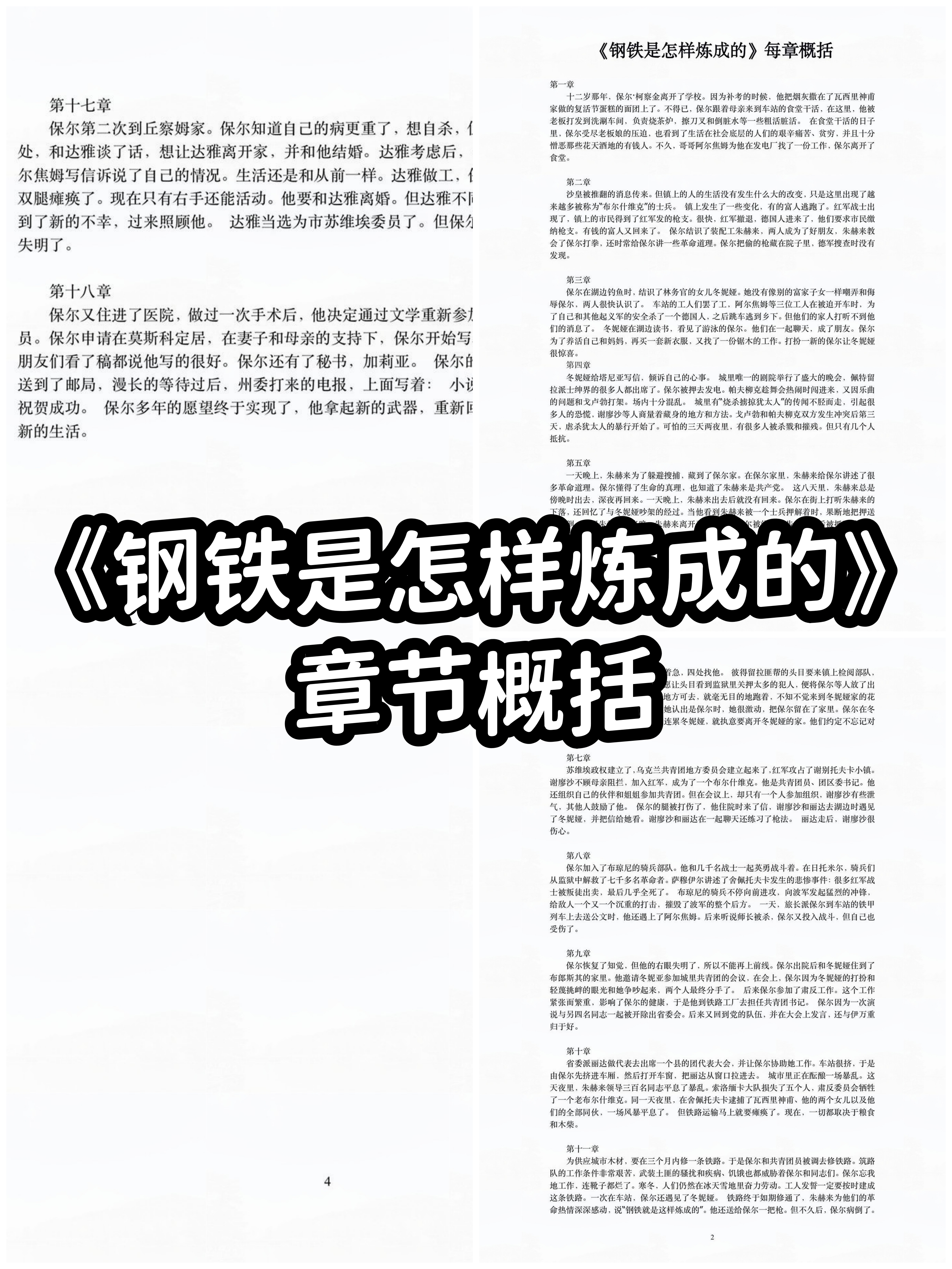 参考  以下是《钢铁是怎样炼成的》章节概括: 第一章:保尔被学校开除