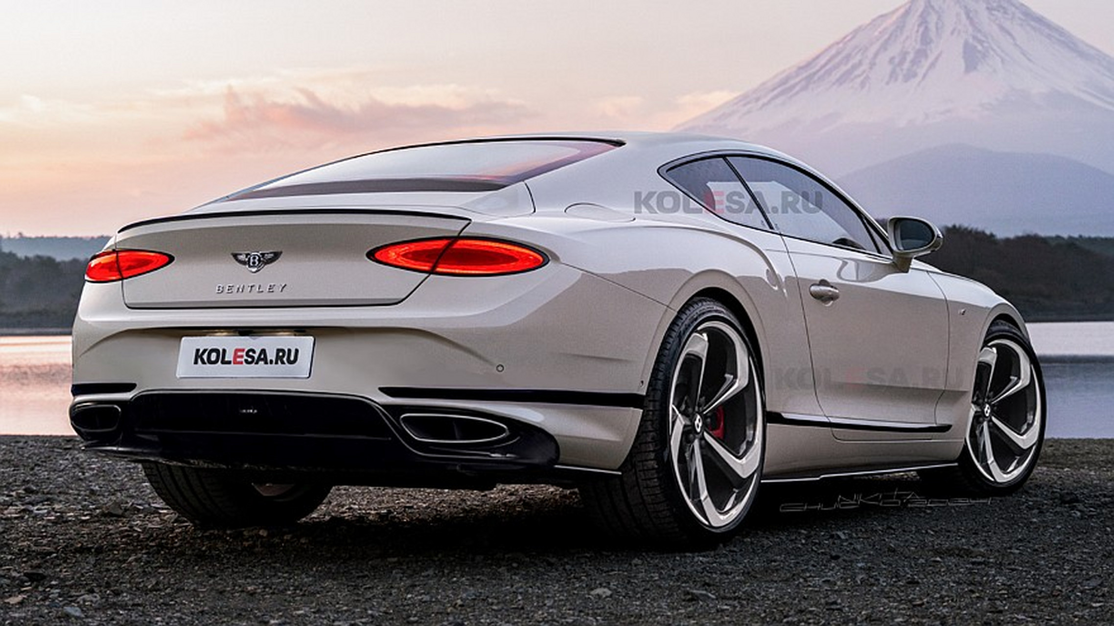 新款宾利欧陆gt渲染图,采用限量跑车 mulliner batur的设计风格.