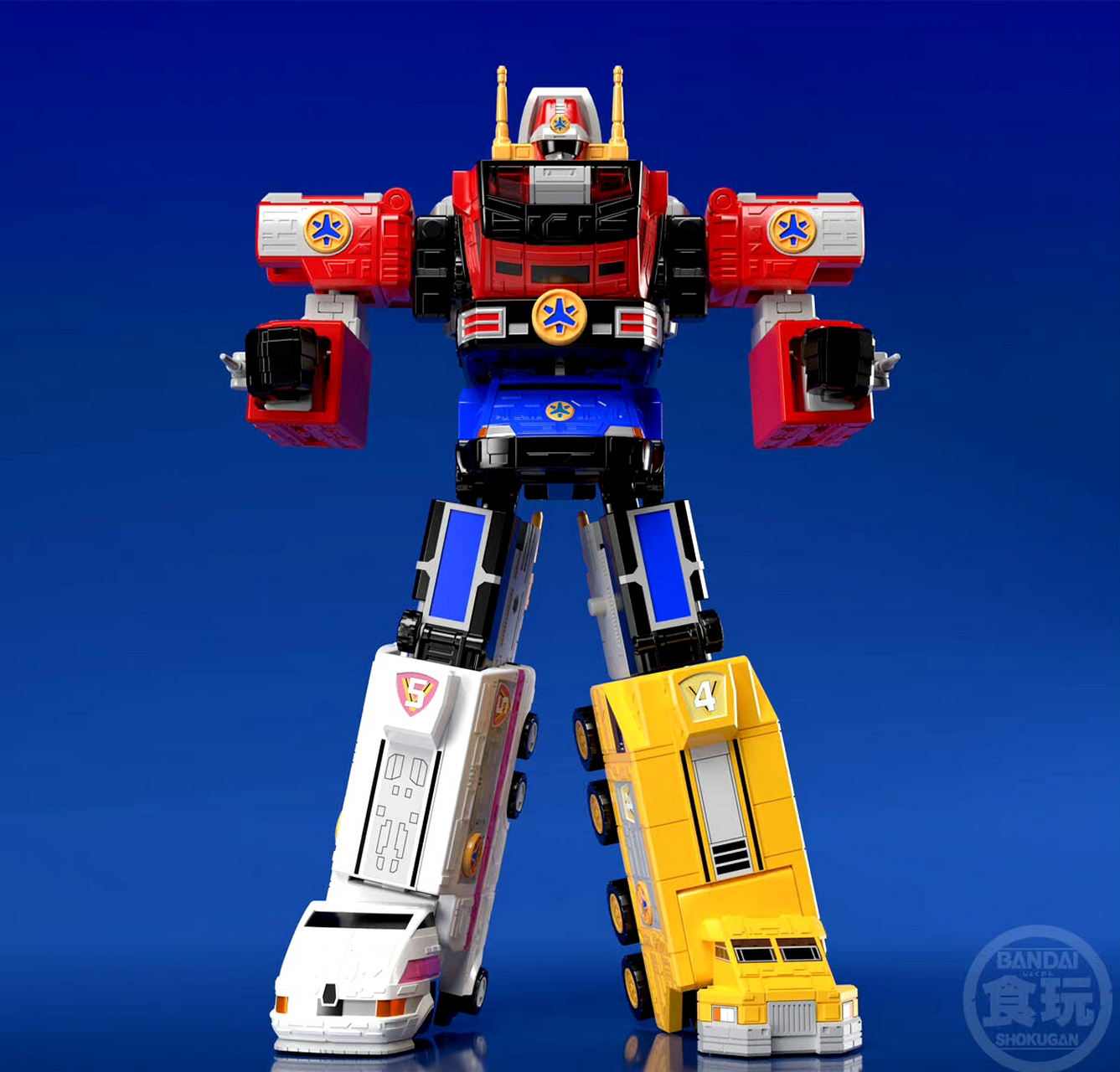 模型欣赏:万代 食玩smp 救急战队gogov 救急胜利机器人,由四台救护车