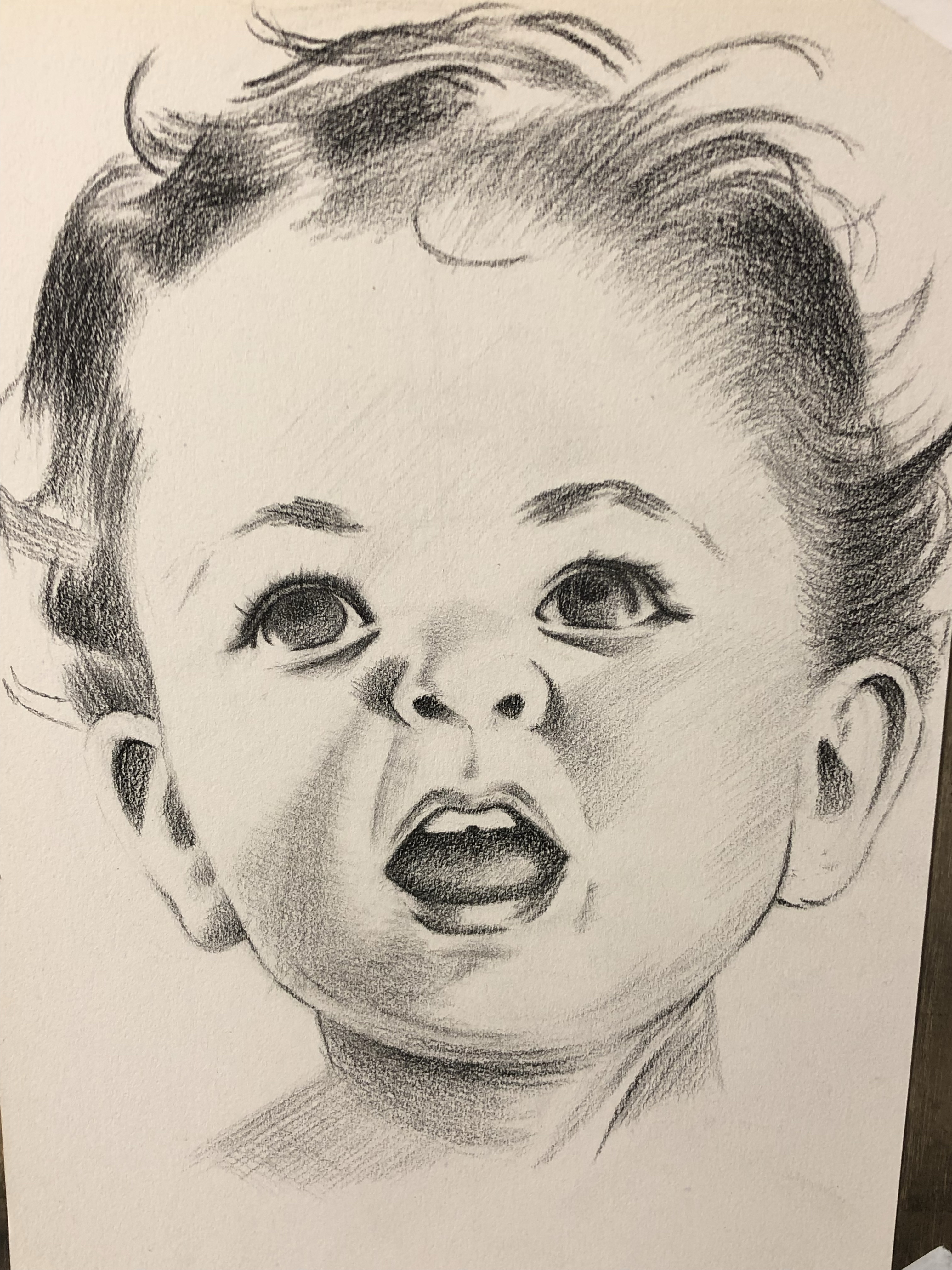 作品图片童年素描夵勒胡小男孩素描宝宝击鼓黑白素描伤感儿童素描肖像