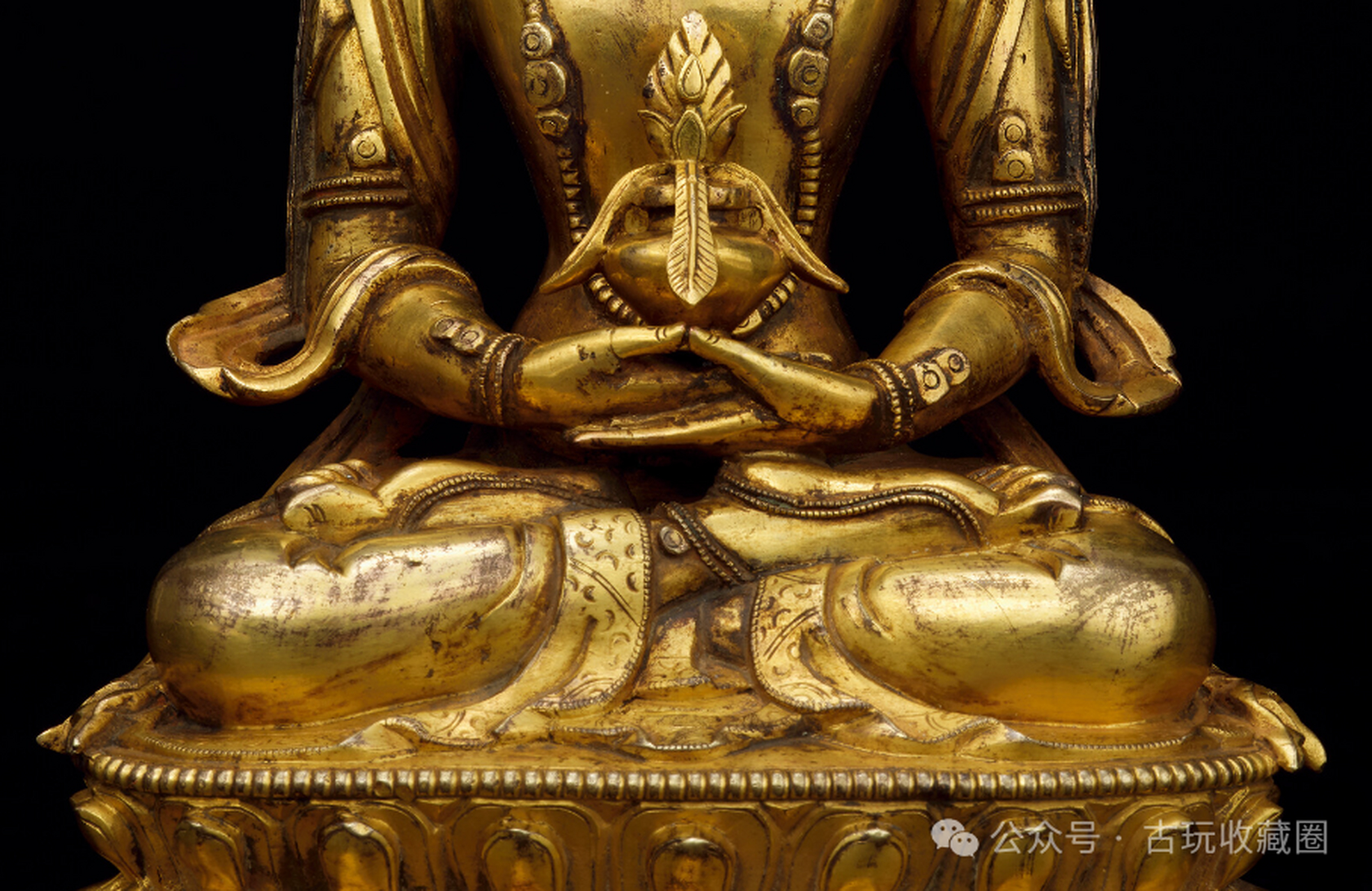 清乾隆 铜鎏金无量寿佛 高:17.