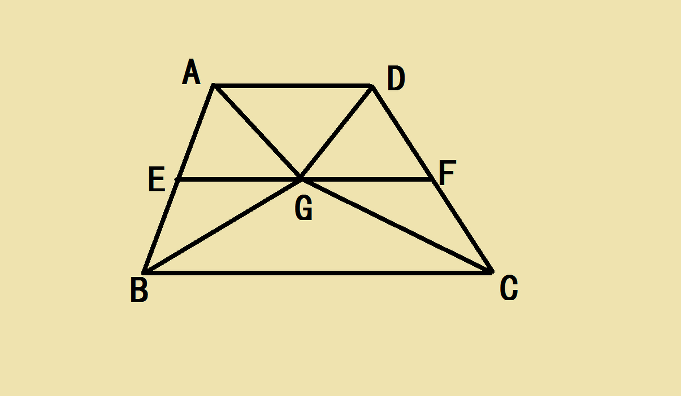 在梯形abcd中,e,f分别是其两腰ab,cd的中点,g是ef上的任意一点,已知