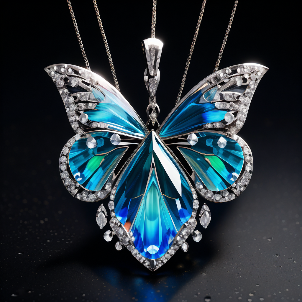 画面中心的宝石蝴蝶,如同一只真实存在的精灵,轻轻地振翅欲飞