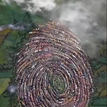 这就是传说中的指纹村,这个村里的路像迷宫一样,弯弯绕绕的路,环形的