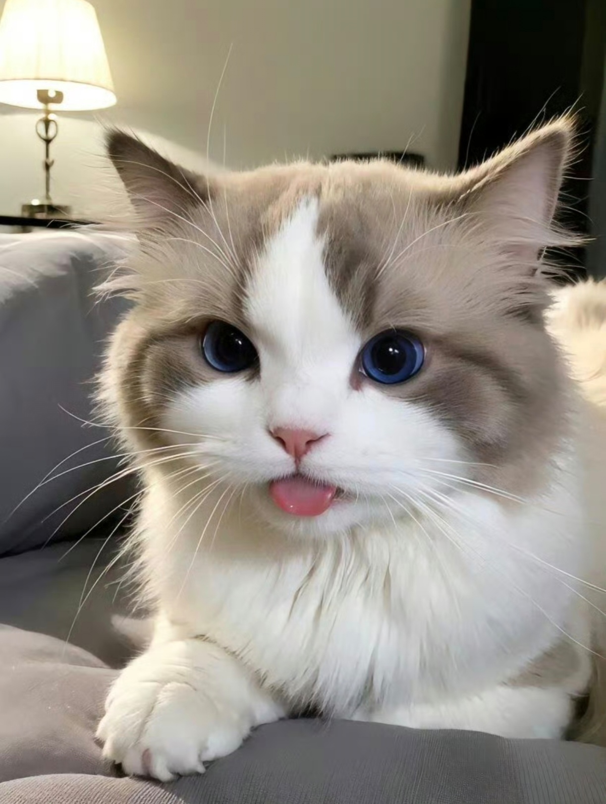 哈哈我吐小舌头给你们看看我可爱吧猫咪