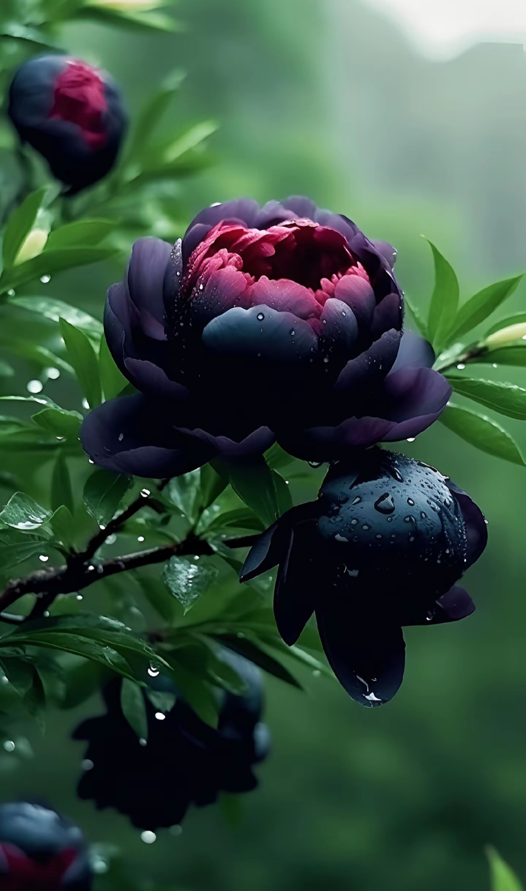 黑色的牡丹花深邃神秘,给人一种高贵冷艳的感觉,令人难以忘怀.