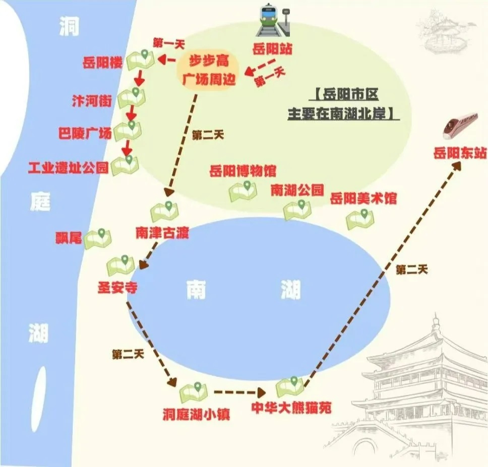 岳阳楼景区游览路线图图片