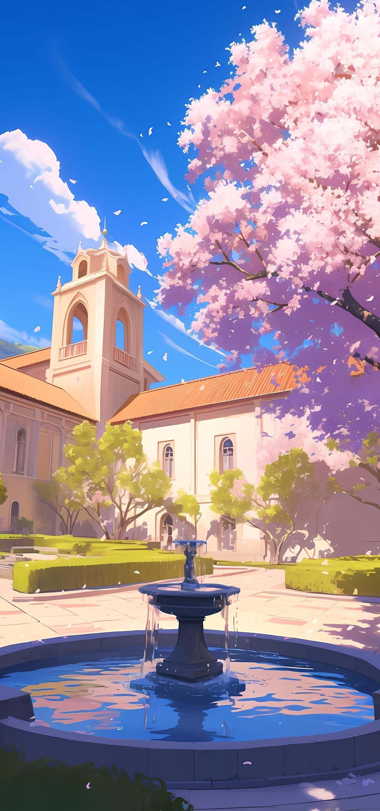 分享一组动漫场景绘画作品,展现了唯美的二次元风格景色,色彩绚丽而