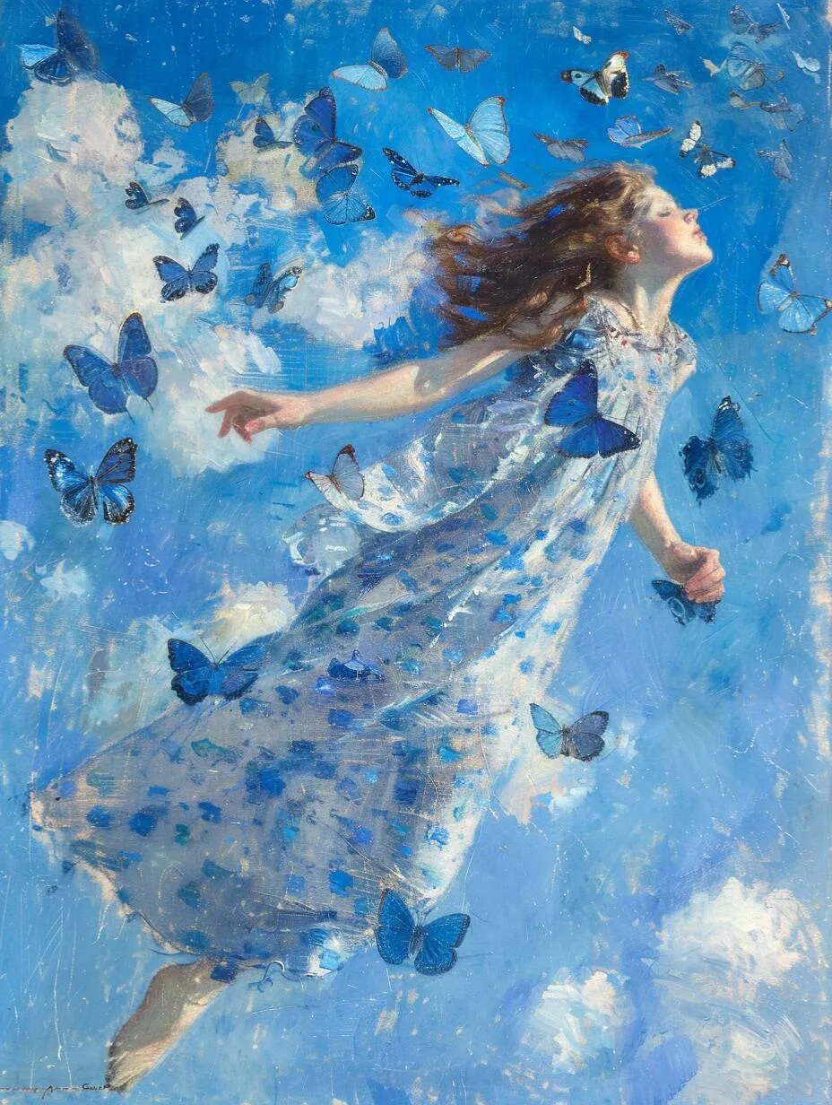 头像分享,蓝色系油画女生头像