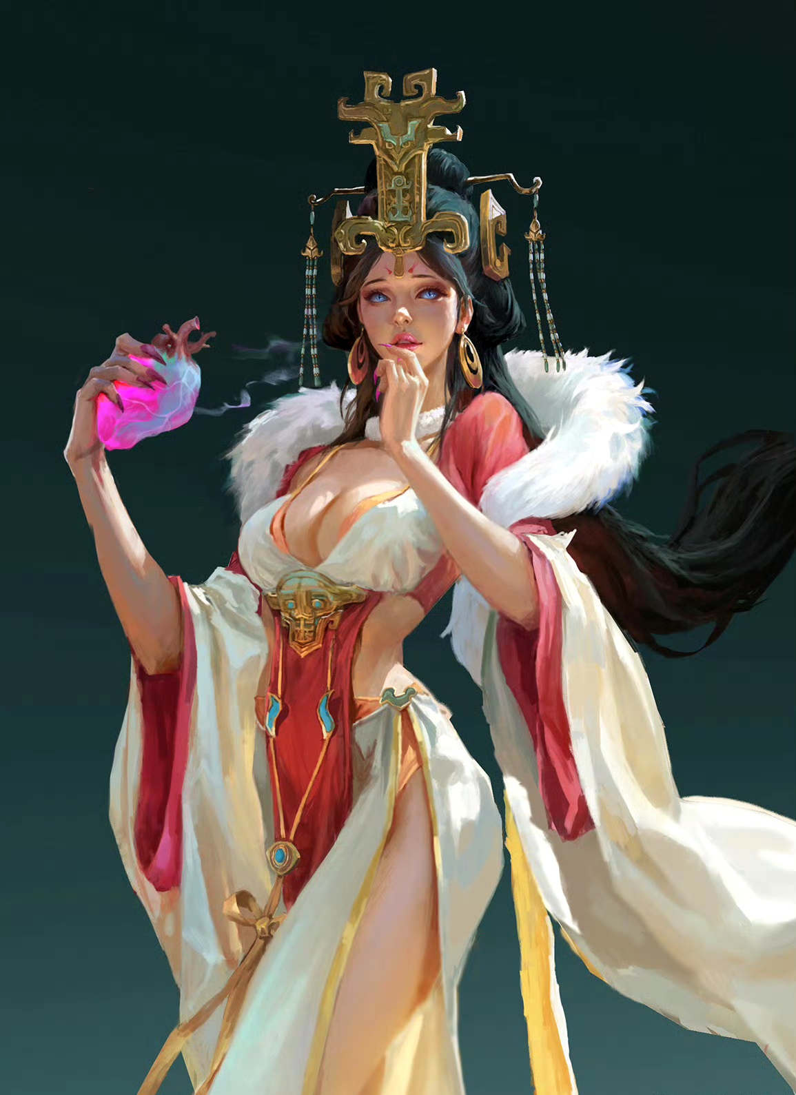 画师松楠封神人物插画欣赏用绚丽的色彩描绘了哪吒纣王和妲己的形象